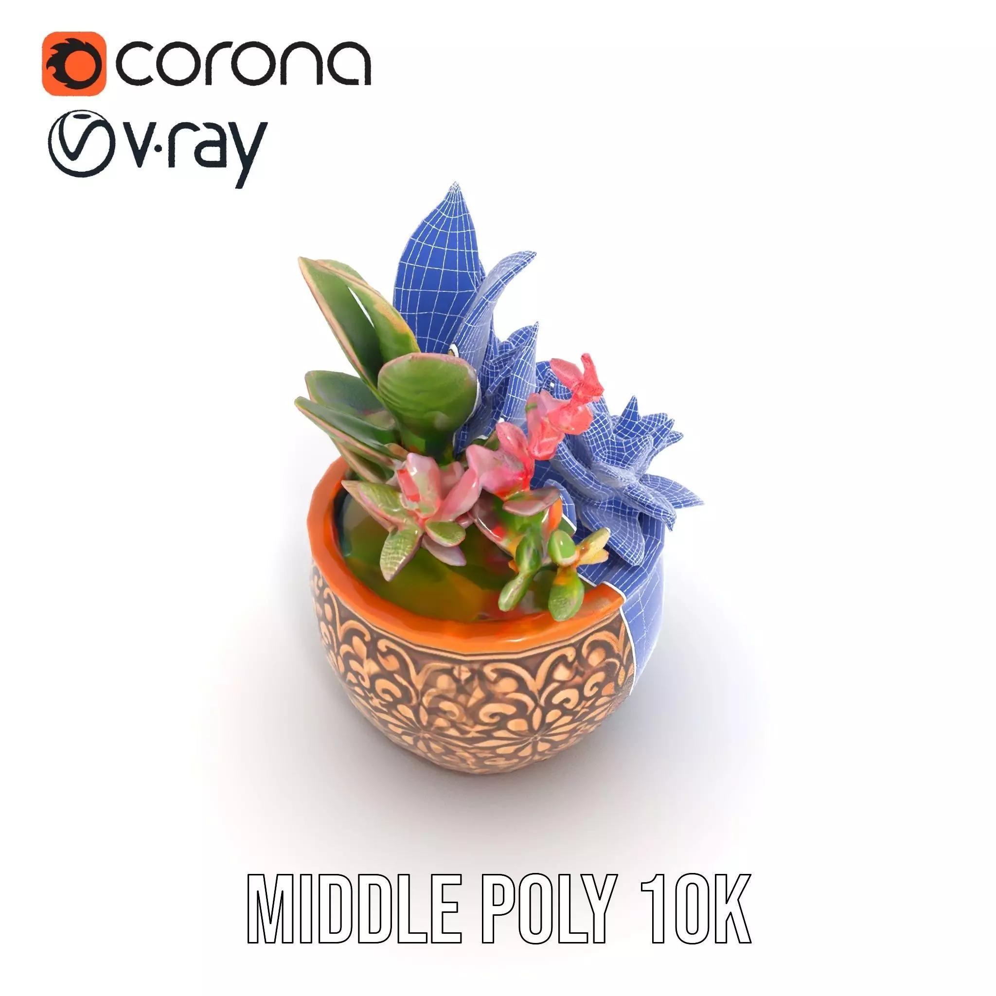 Ornate Terracotta Planter model pack Low-poly 3D model_23