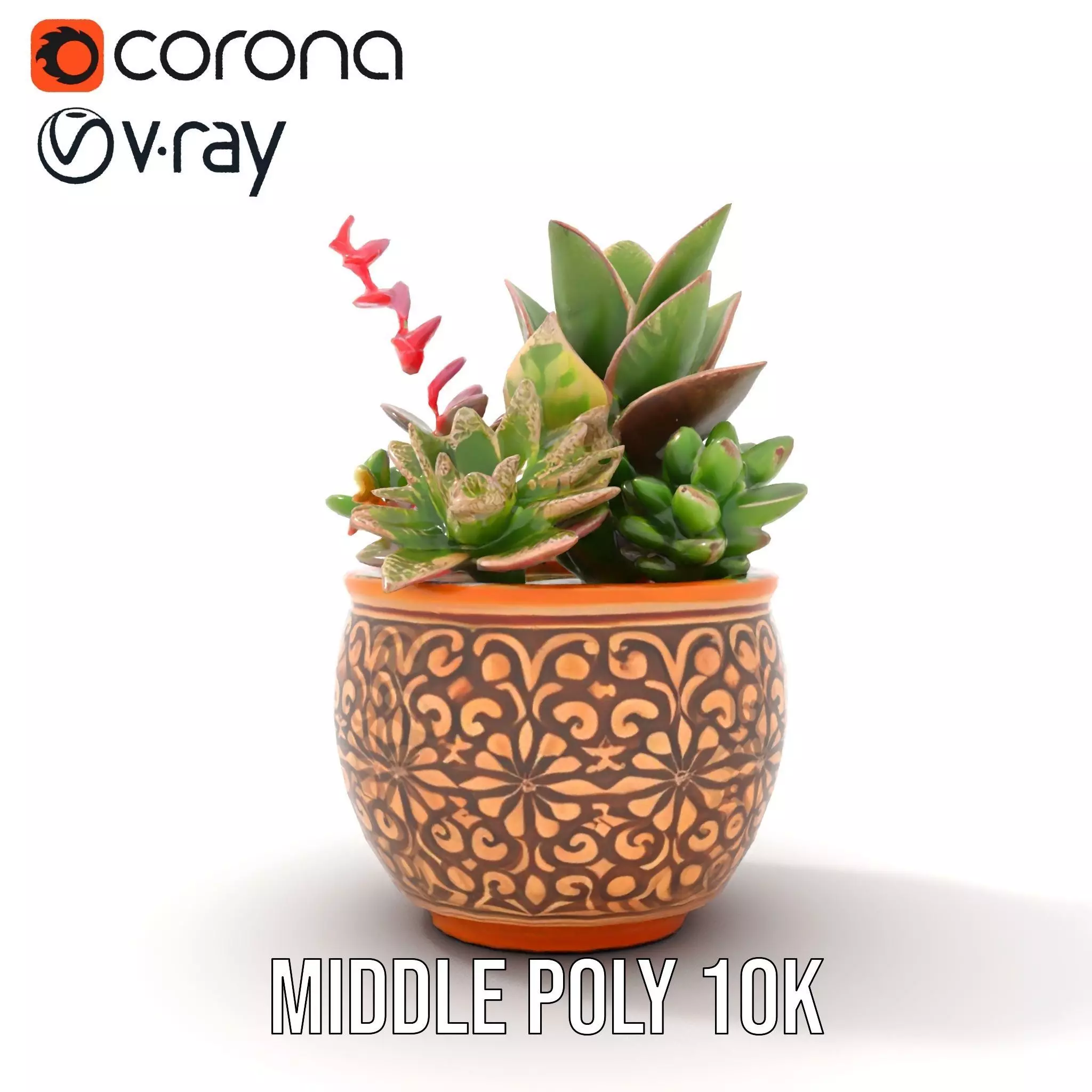 Ornate Terracotta Planter model pack Low-poly 3D model_11
