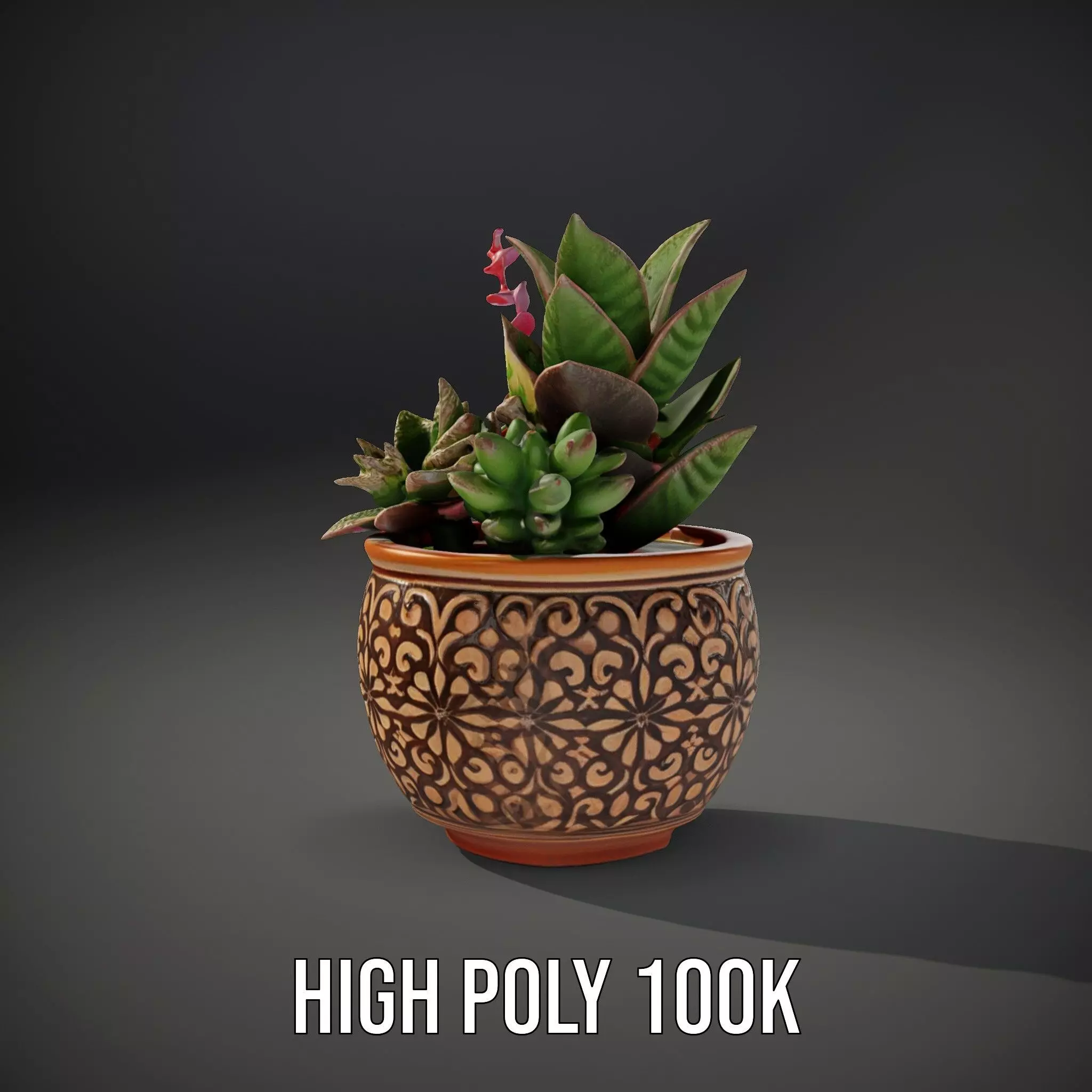 Ornate Terracotta Planter model pack Low-poly 3D model_8