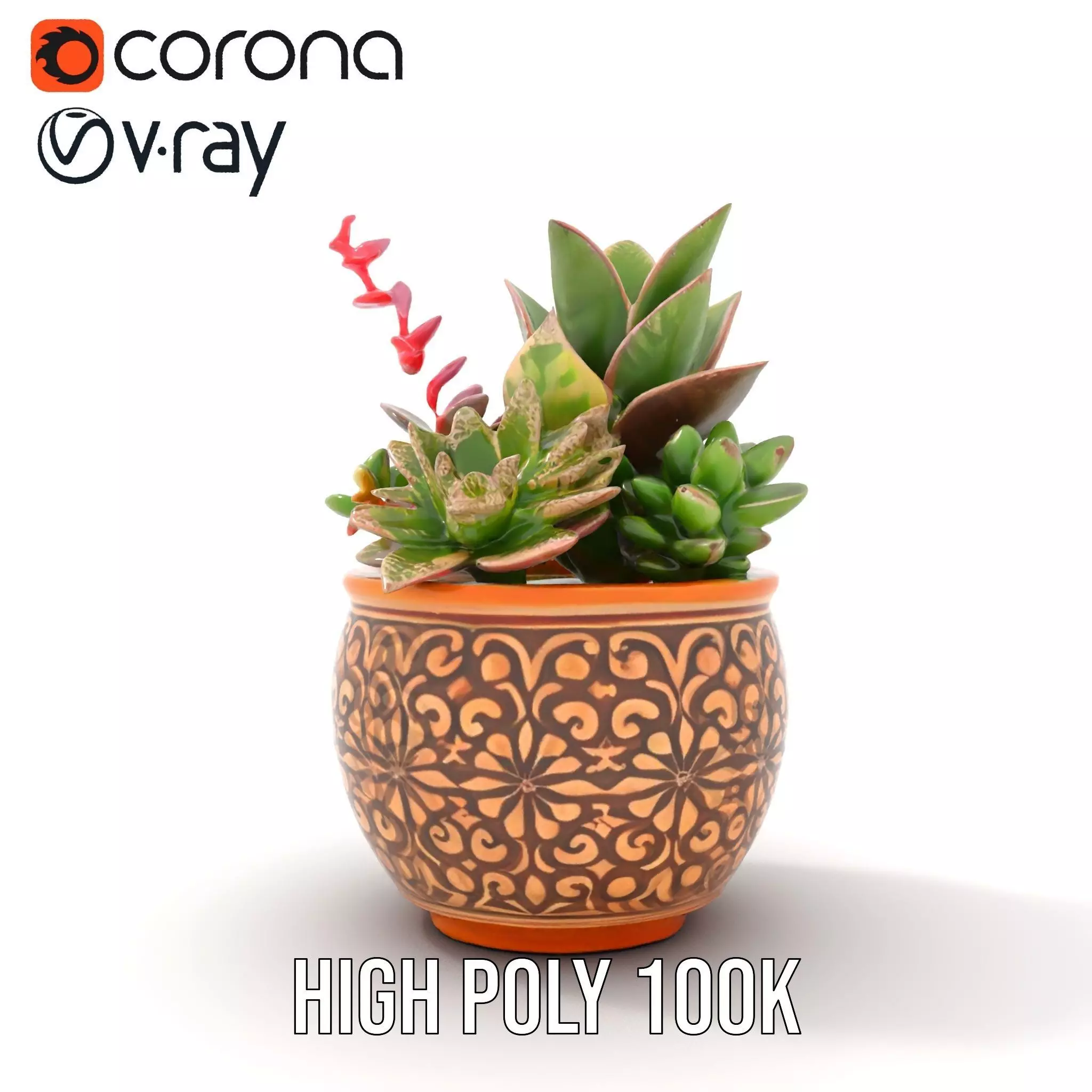 Ornate Terracotta Planter model pack Low-poly 3D model_25