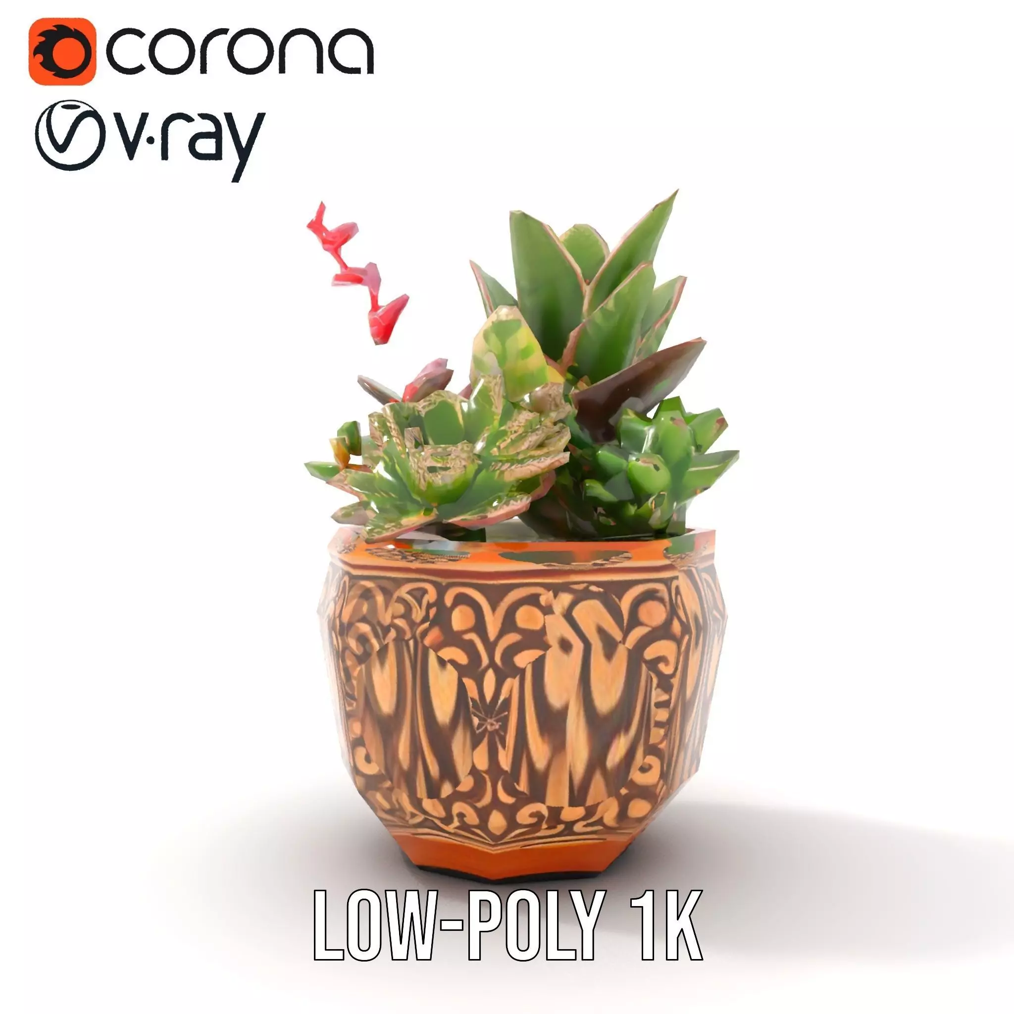 Ornate Terracotta Planter model pack Low-poly 3D model_9