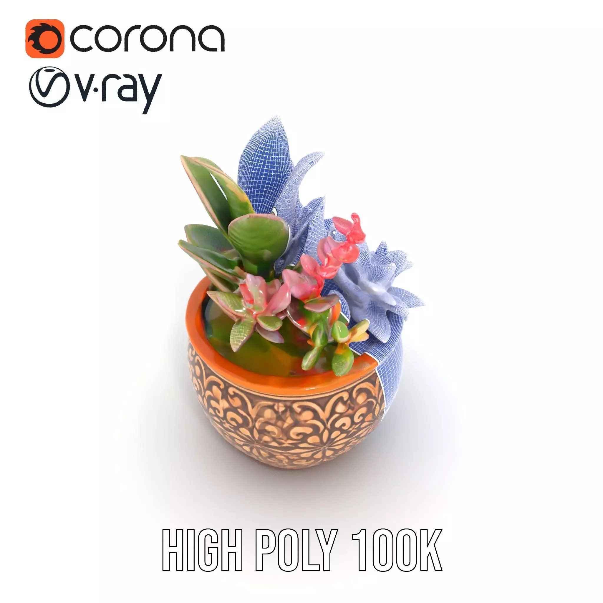 Ornate Terracotta Planter model pack Low-poly 3D model_32
