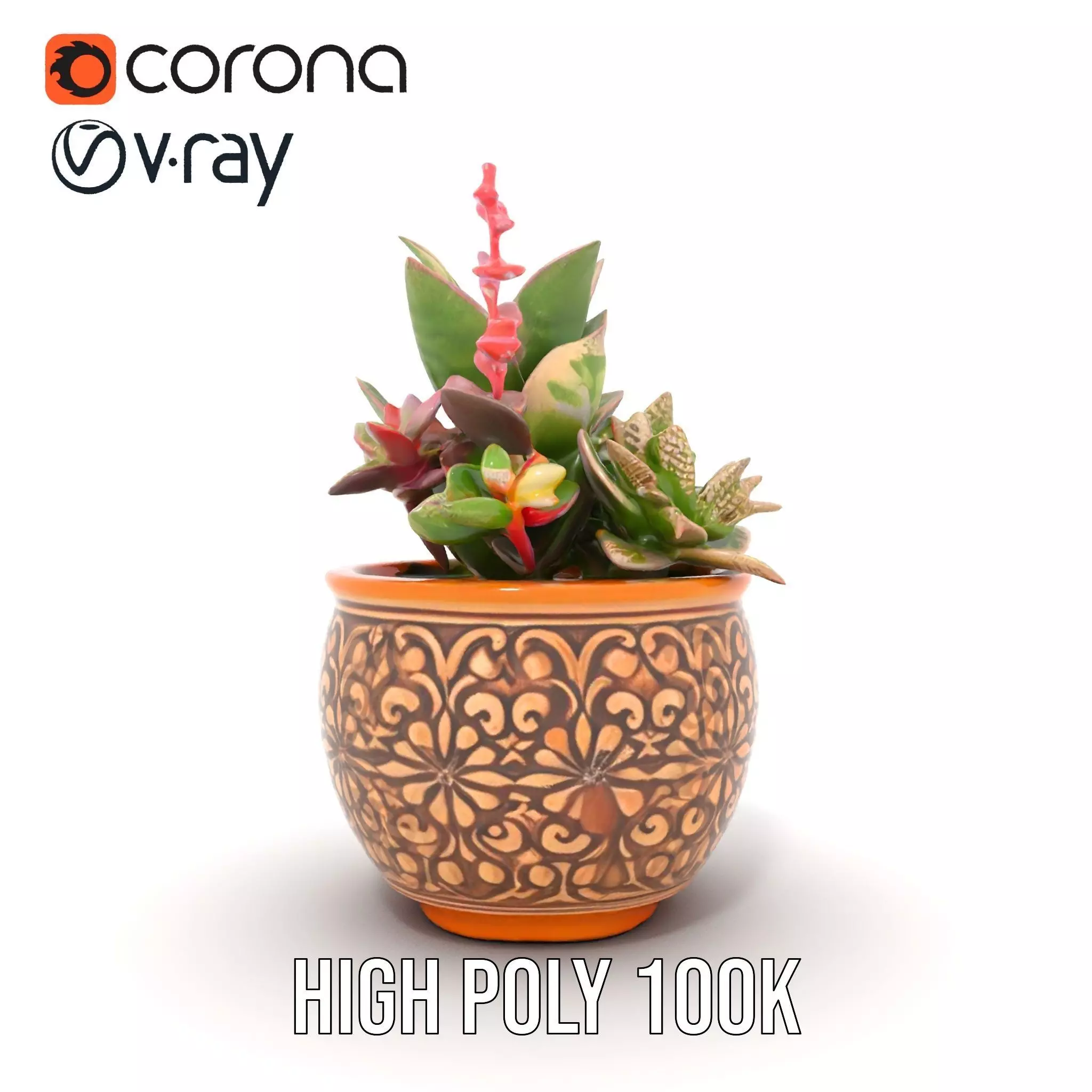 Ornate Terracotta Planter model pack Low-poly 3D model_17