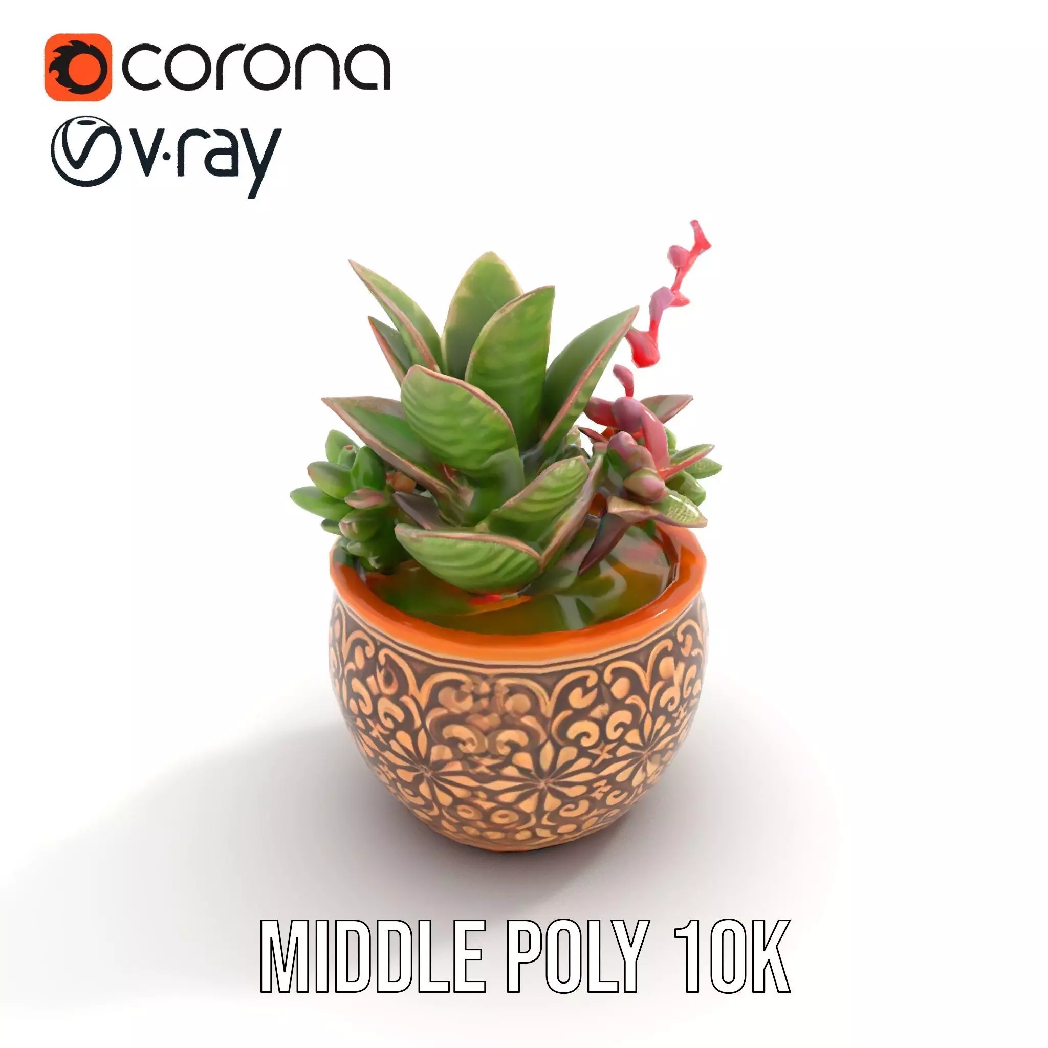 Ornate Terracotta Planter model pack Low-poly 3D model_13