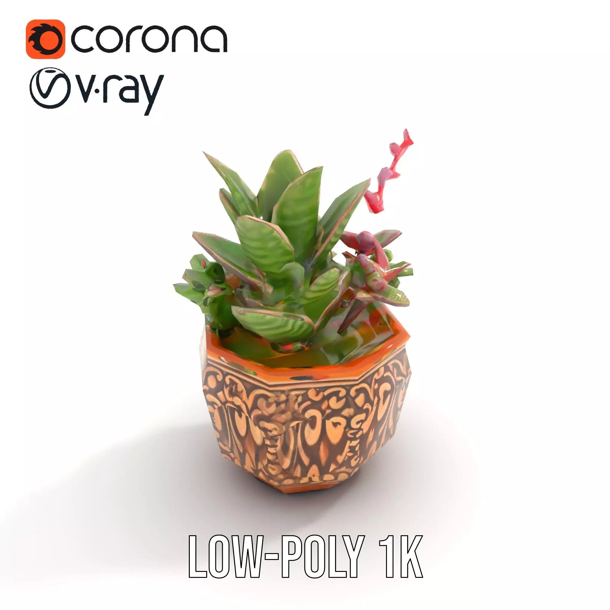 Ornate Terracotta Planter model pack Low-poly 3D model_14