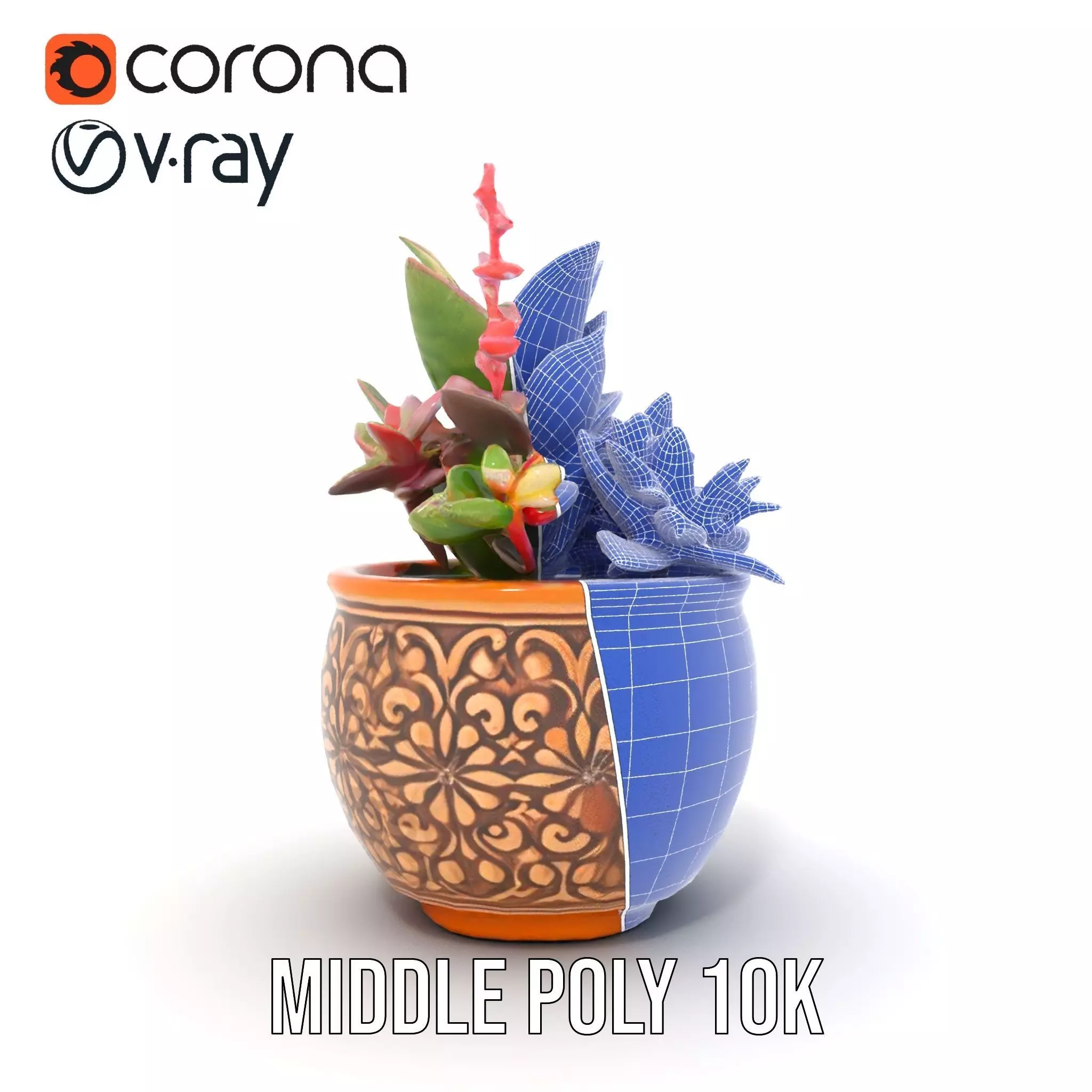Ornate Terracotta Planter model pack Low-poly 3D model_29