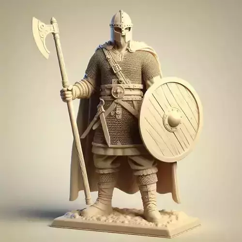 2079  Color 3D Model of a Viking Warrior in Full Armor