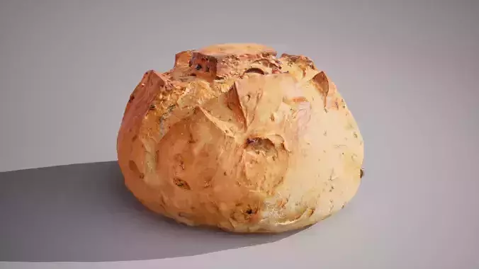 Wheat bread with nuts Game ready model 7K triangles 4K PBR Low-poly 3D model 4