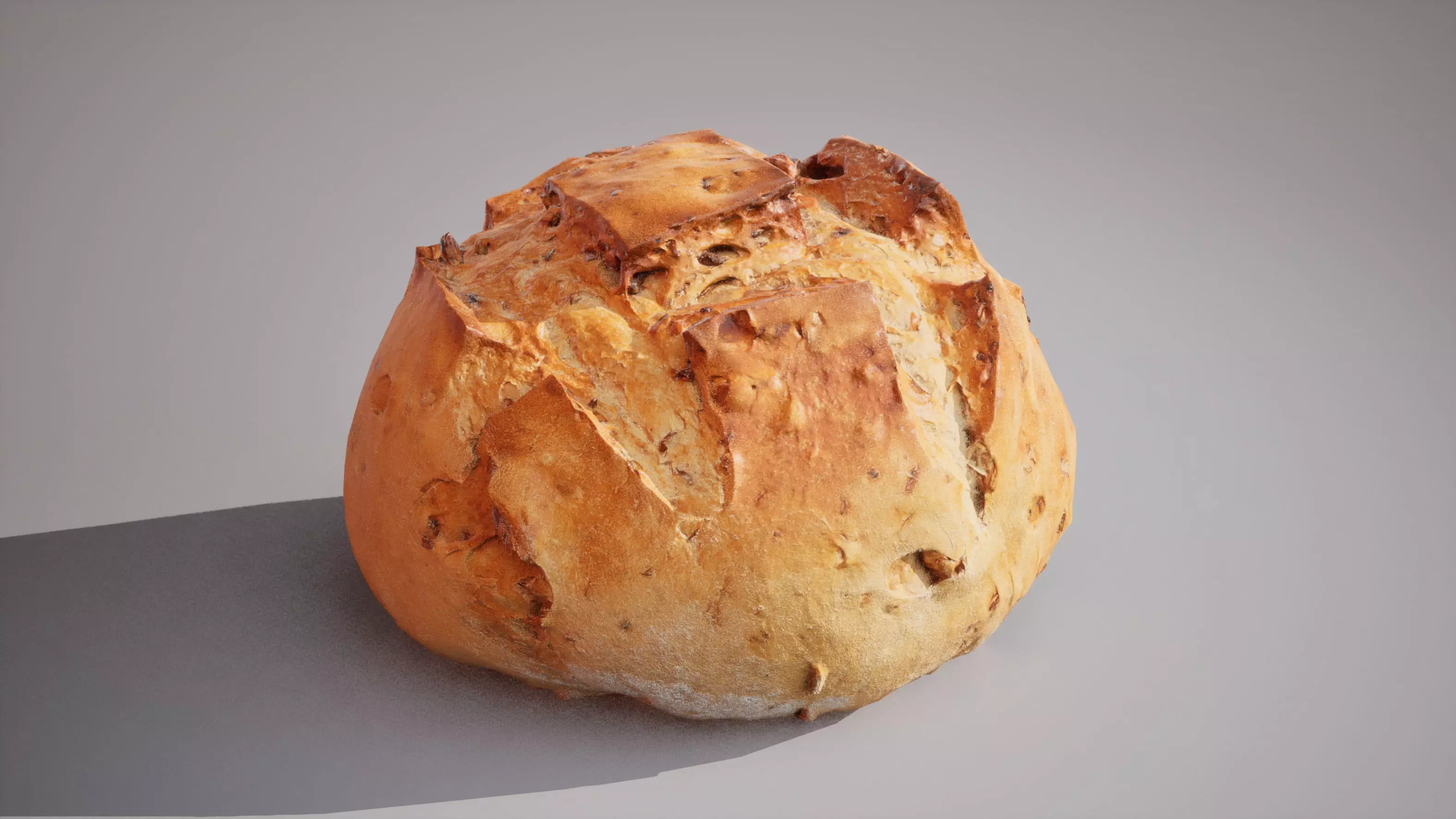 Wheat bread with nuts Game ready model 7K triangles 4K PBR Low-poly 3D model_0