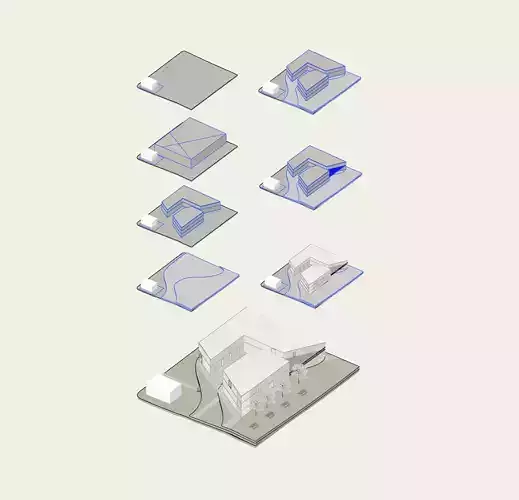 Architecture Concept Building with Topography Diagram 3D Low-poly 3D model