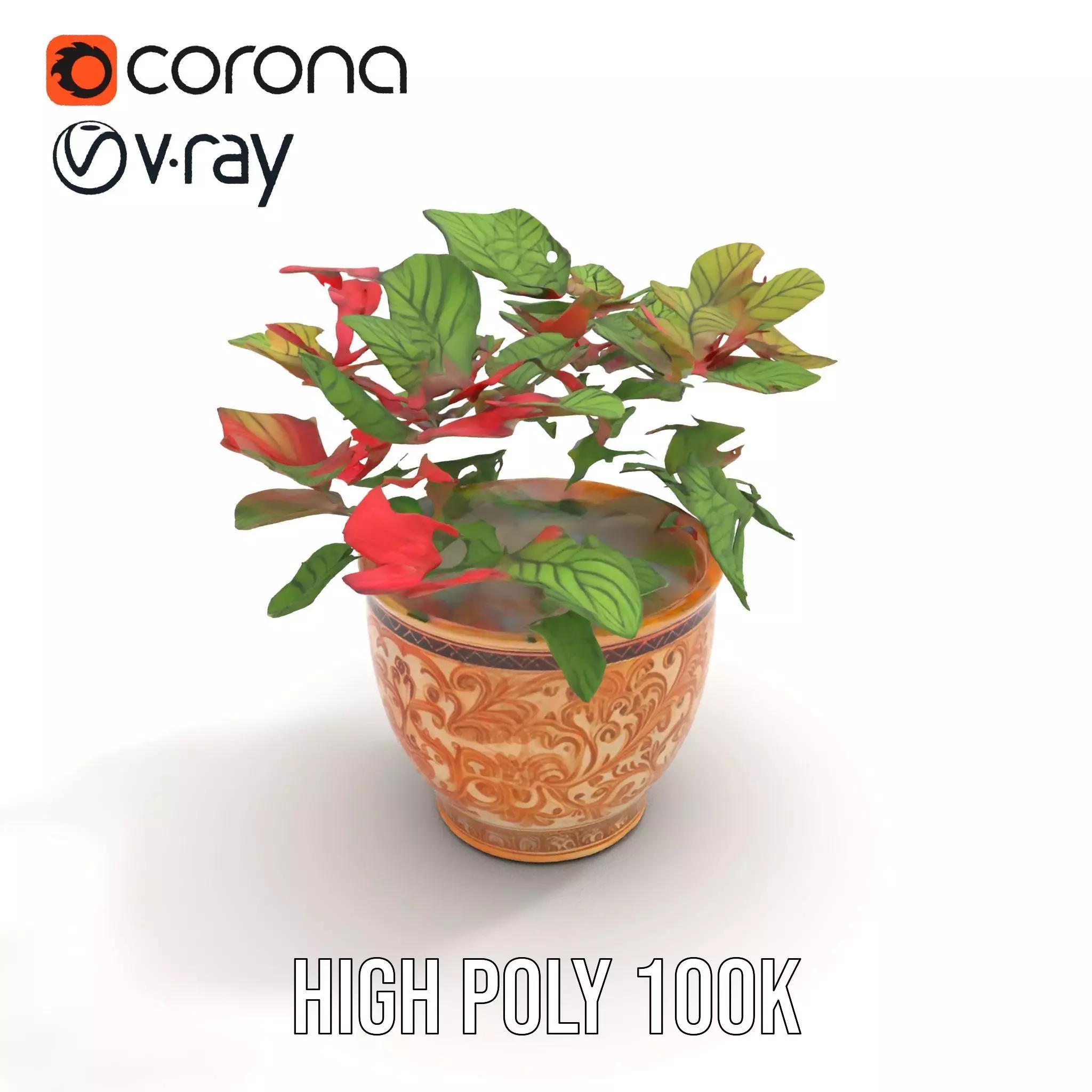 Ornate Floral Vase model pack Low-poly 3D model_15