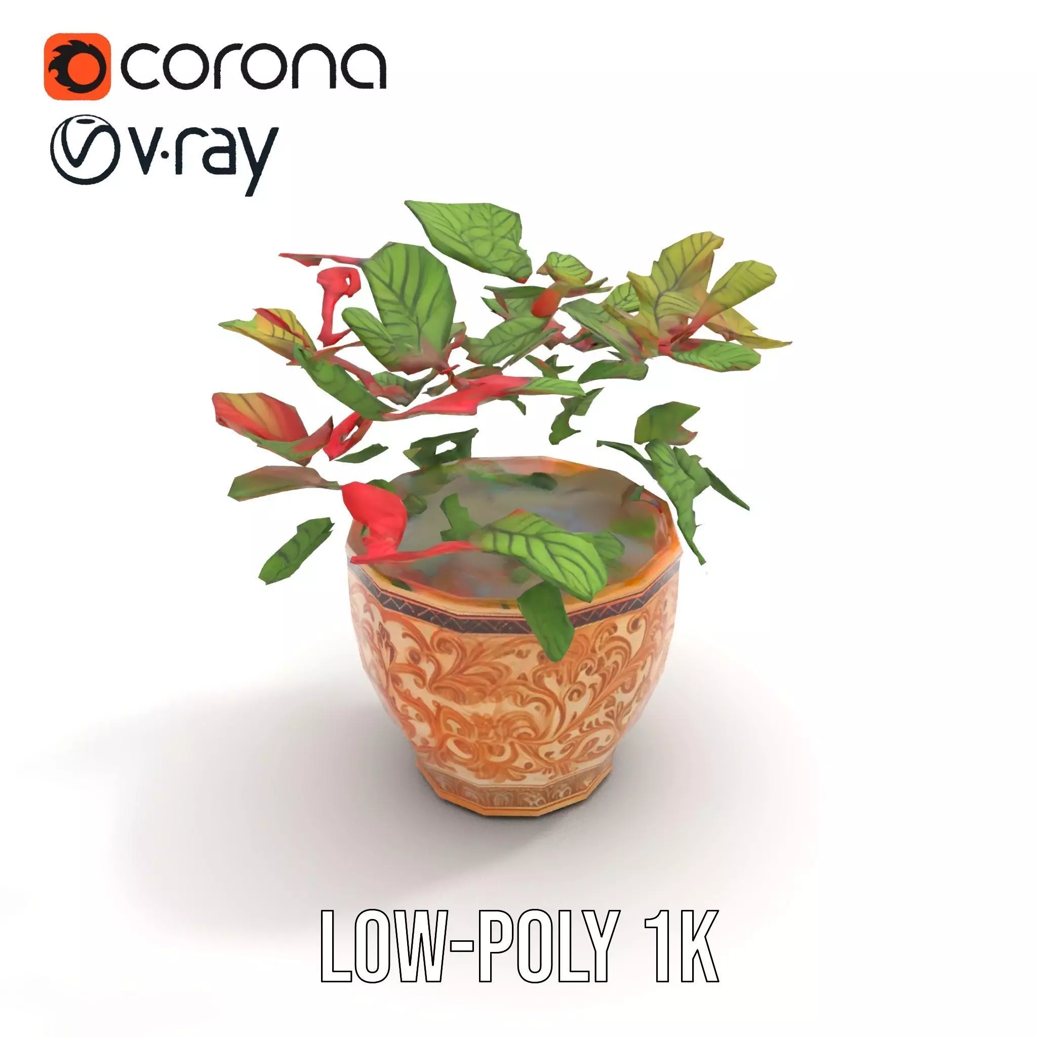 Ornate Floral Vase model pack Low-poly 3D model_14