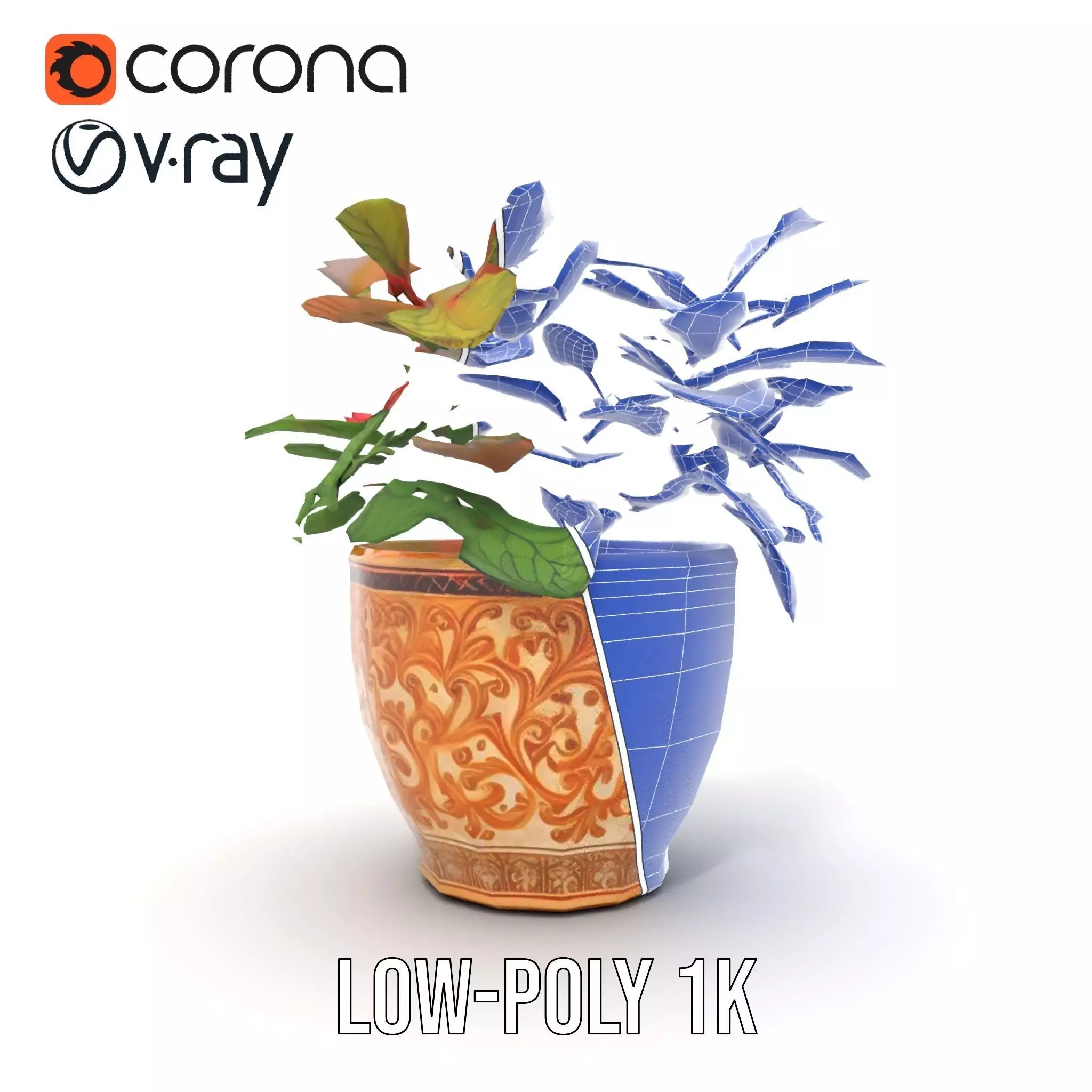 Ornate Floral Vase model pack Low-poly 3D model_25