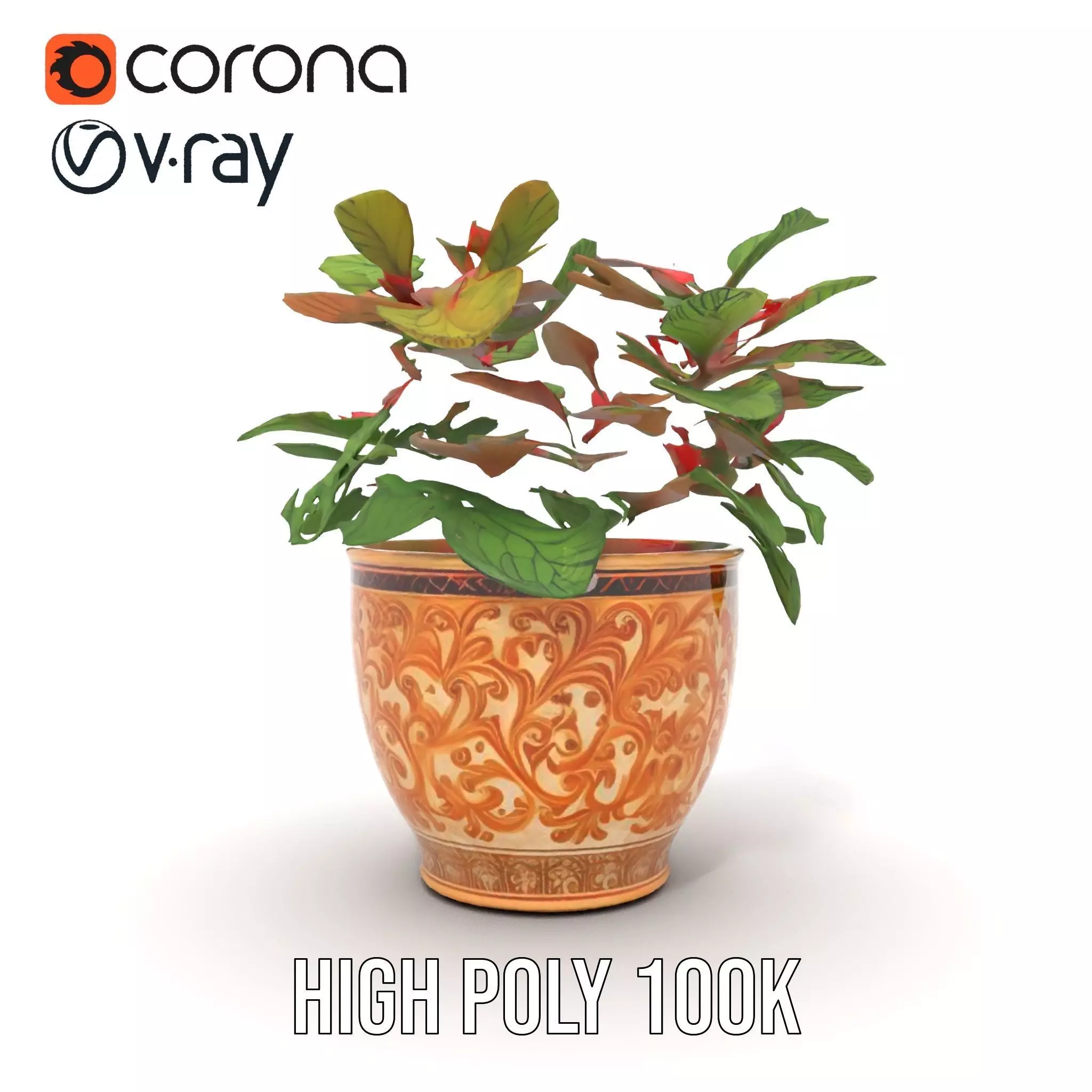 Ornate Floral Vase model pack Low-poly 3D model_5