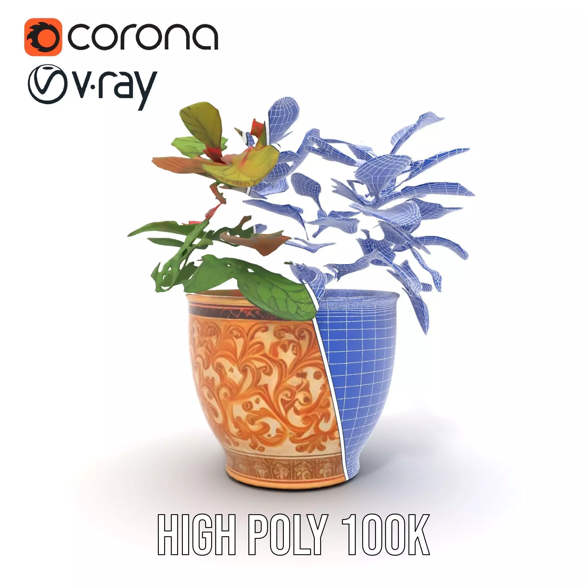 Ornate Floral Vase model pack Low-poly 3D model_30
