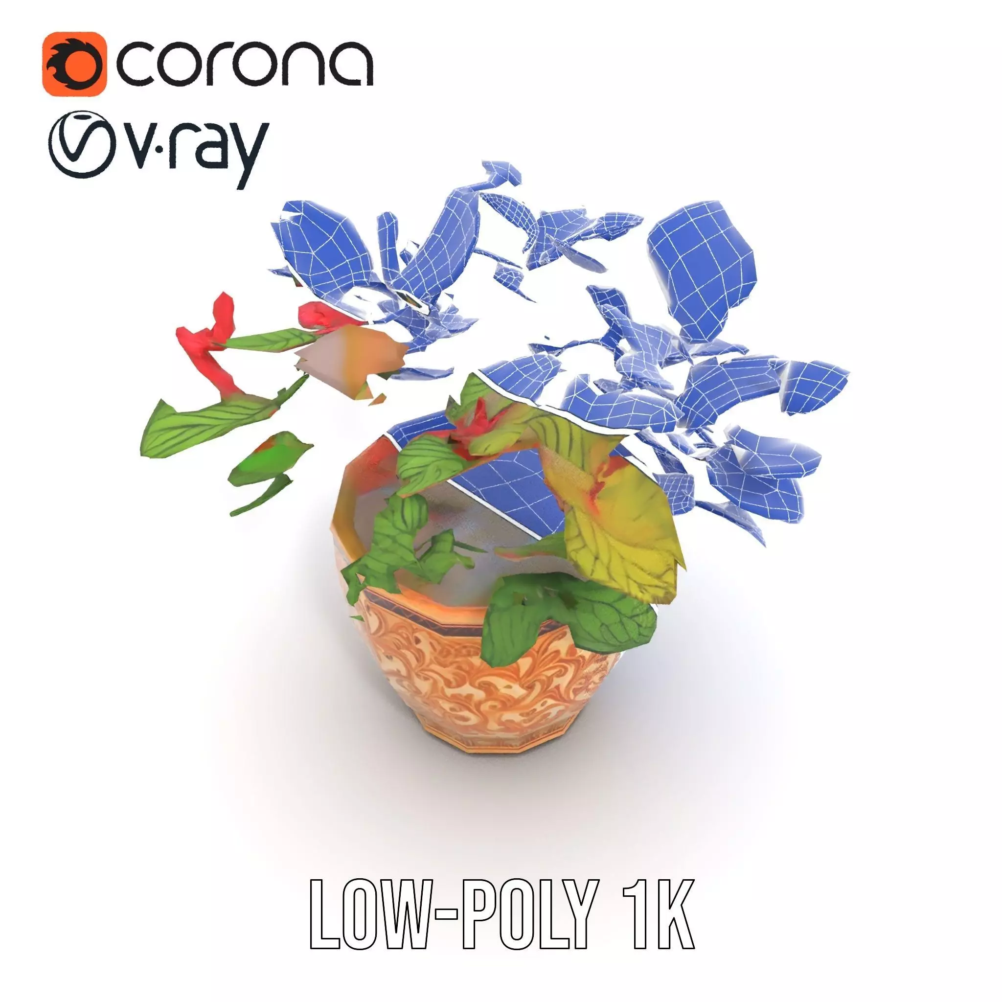 Ornate Floral Vase model pack Low-poly 3D model_28