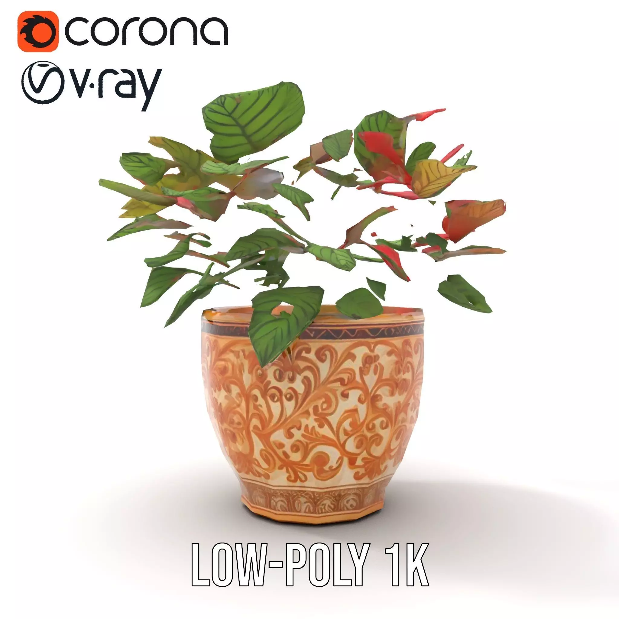Ornate Floral Vase model pack Low-poly 3D model_7
