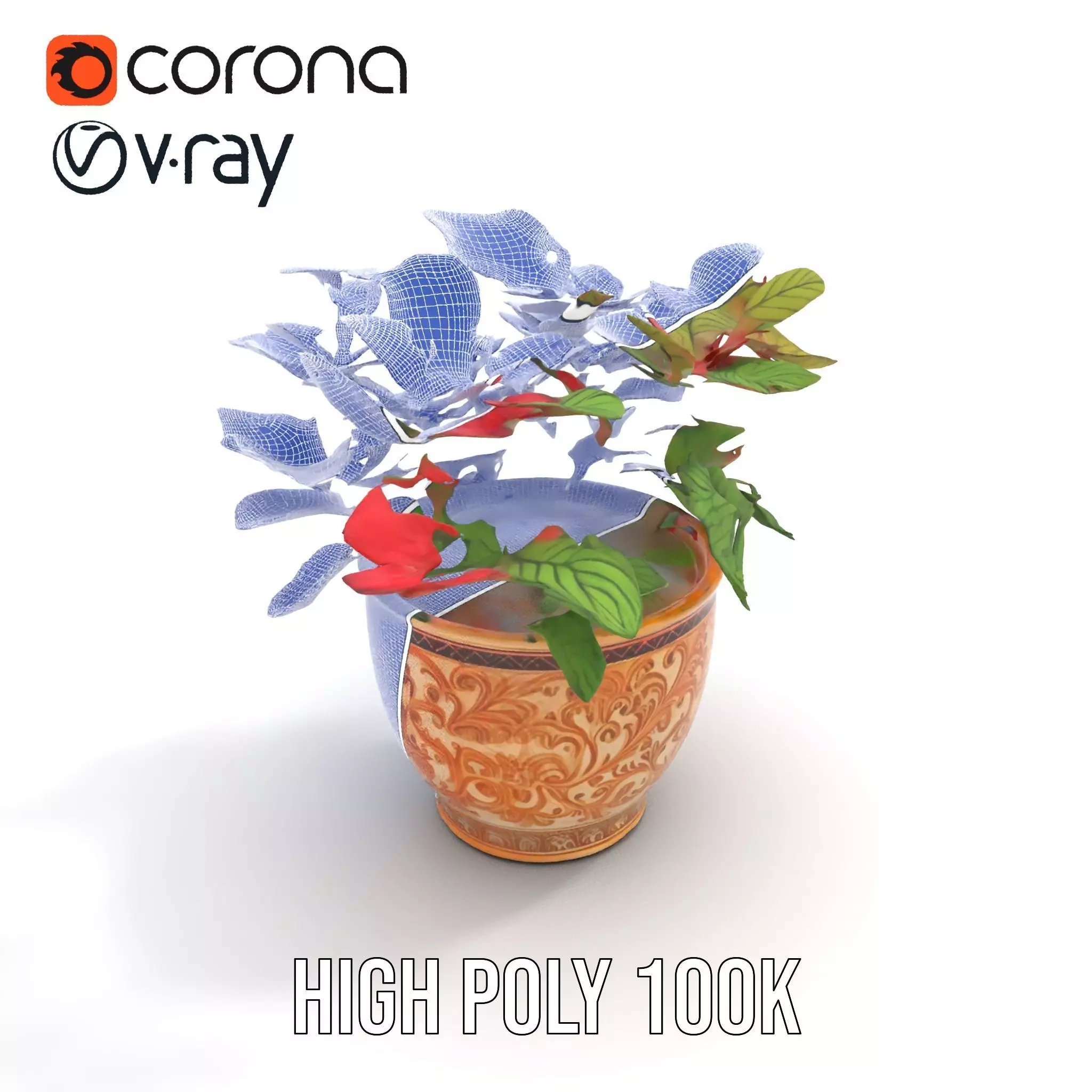 Ornate Floral Vase model pack Low-poly 3D model_29