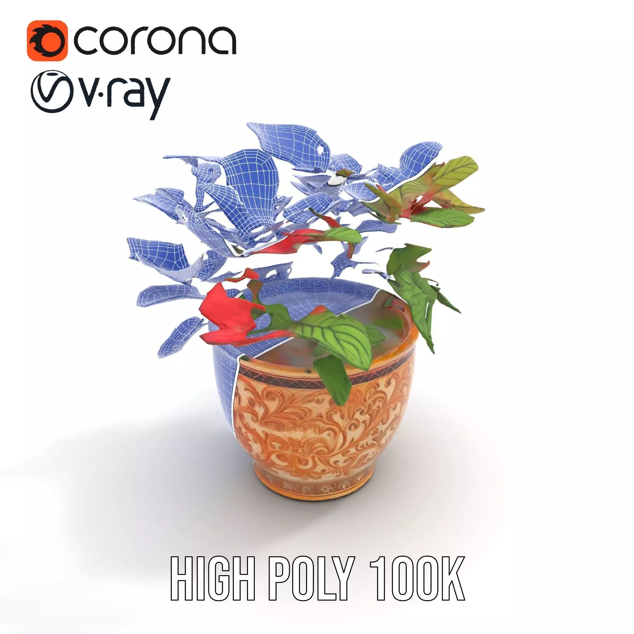 Ornate Floral Vase model pack Low-poly 3D model_27