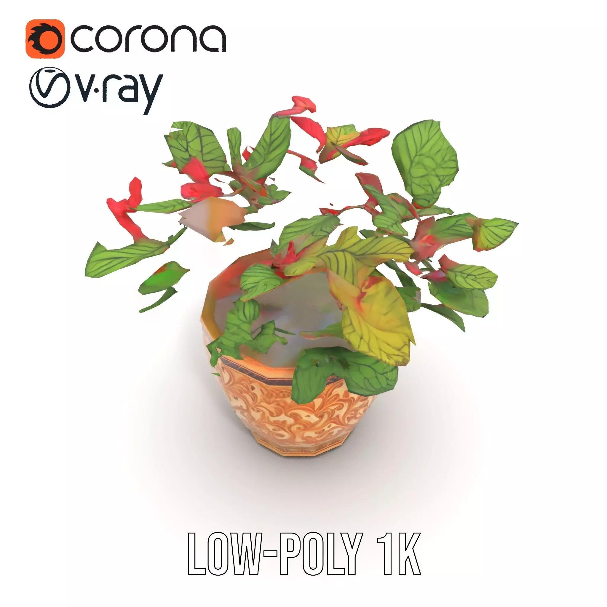 Ornate Floral Vase model pack Low-poly 3D model_22