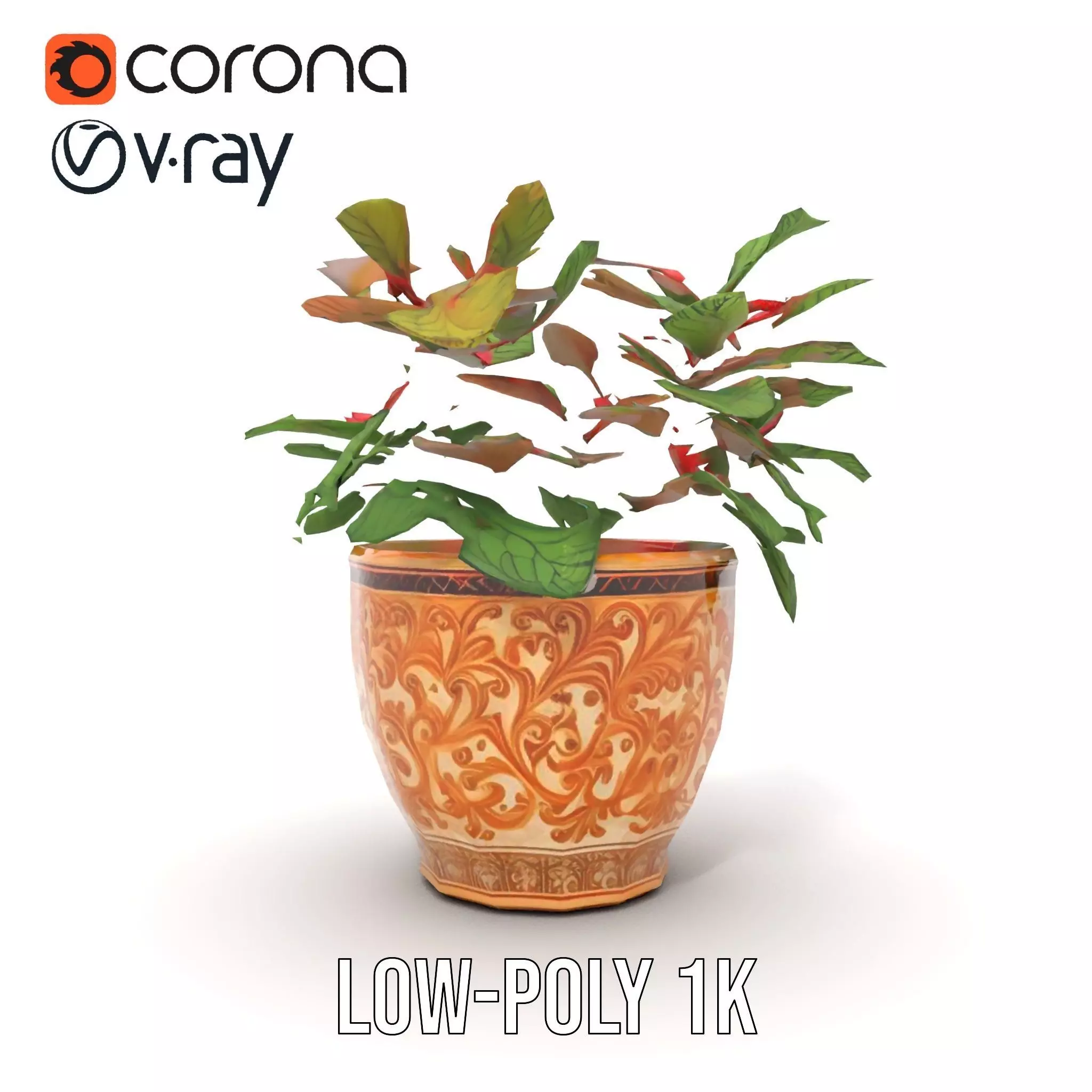 Ornate Floral Vase model pack Low-poly 3D model_20