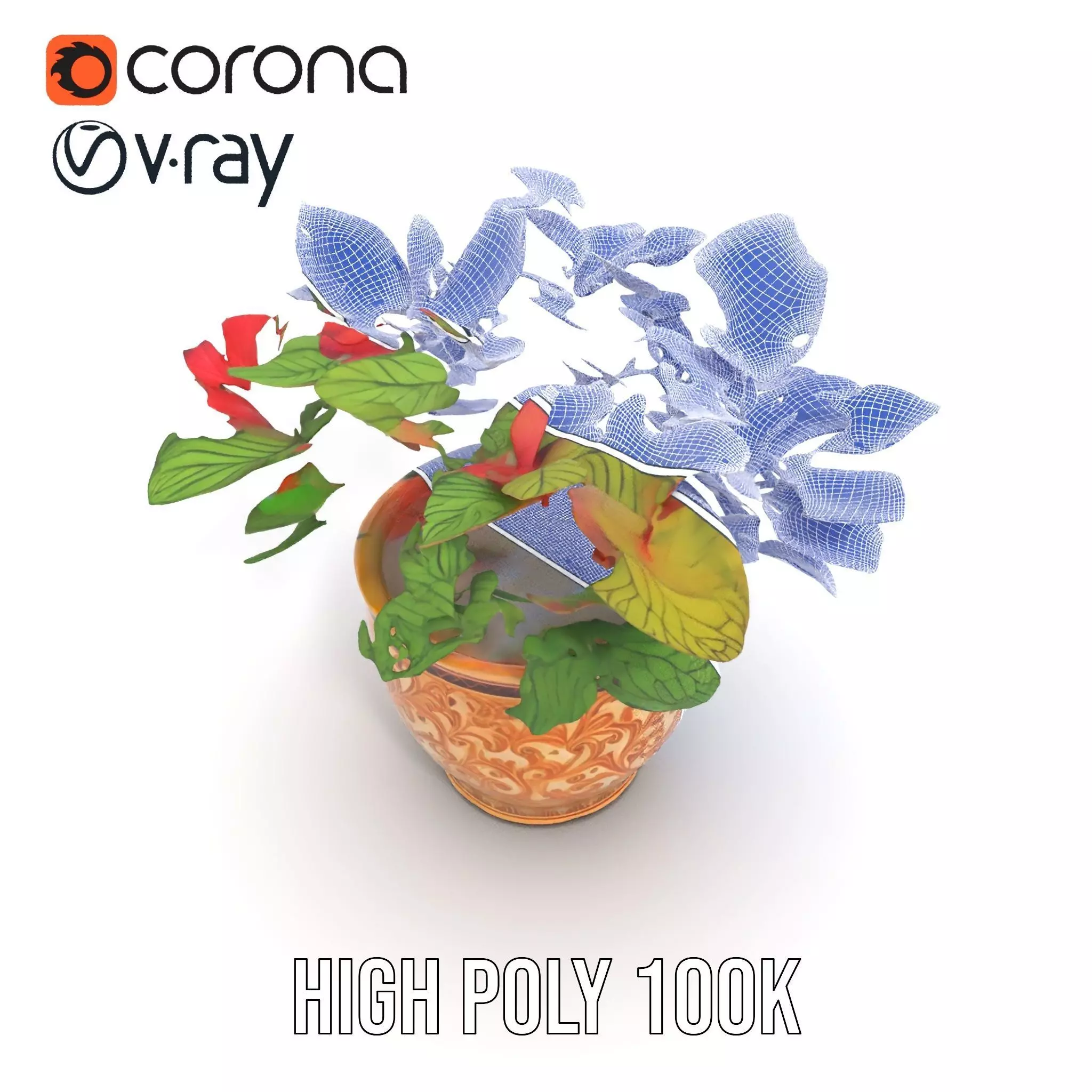 Ornate Floral Vase model pack Low-poly 3D model_34