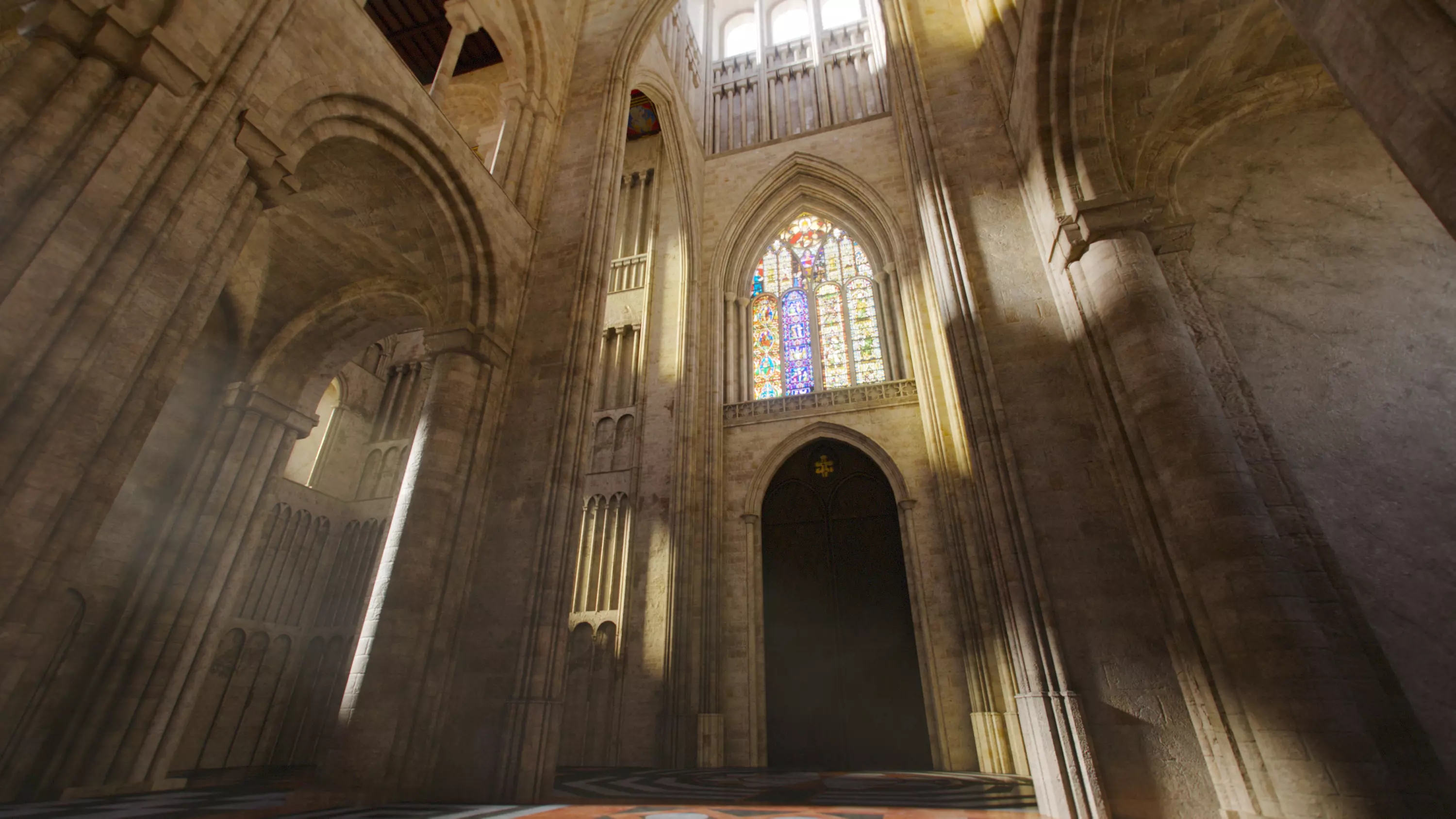 Cathedral FULL Romanesque Entrance Section  Low-poly 3D model_3