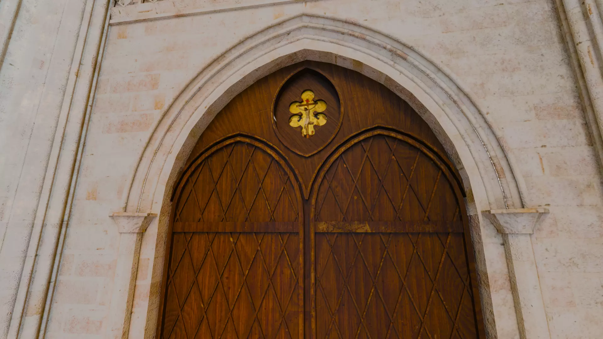 Cathedral FULL Romanesque Entrance Section  Low-poly 3D model_13