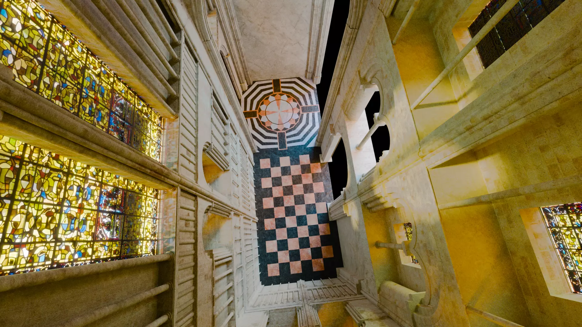 Cathedral FULL Romanesque Entrance Section  Low-poly 3D model_9