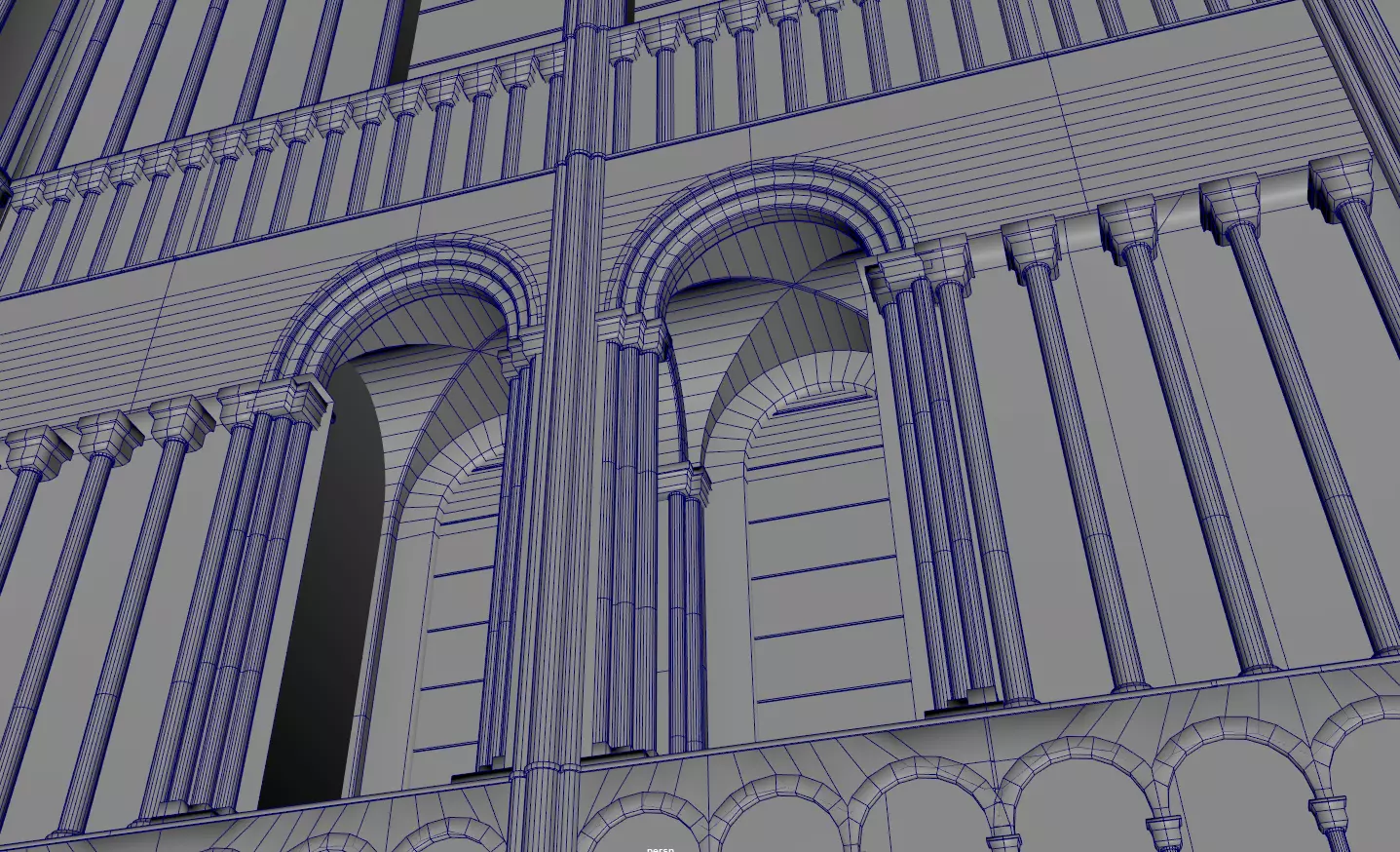 Cathedral FULL Romanesque Entrance Section  Low-poly 3D model_15