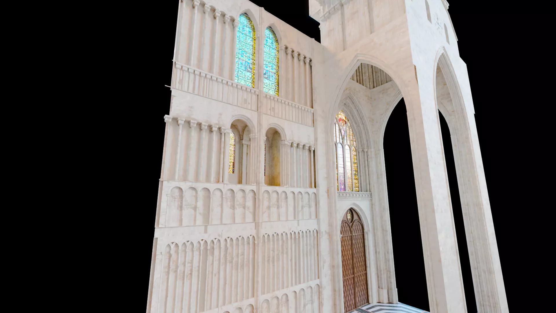 Cathedral FULL Romanesque Entrance Section  Low-poly 3D model_7