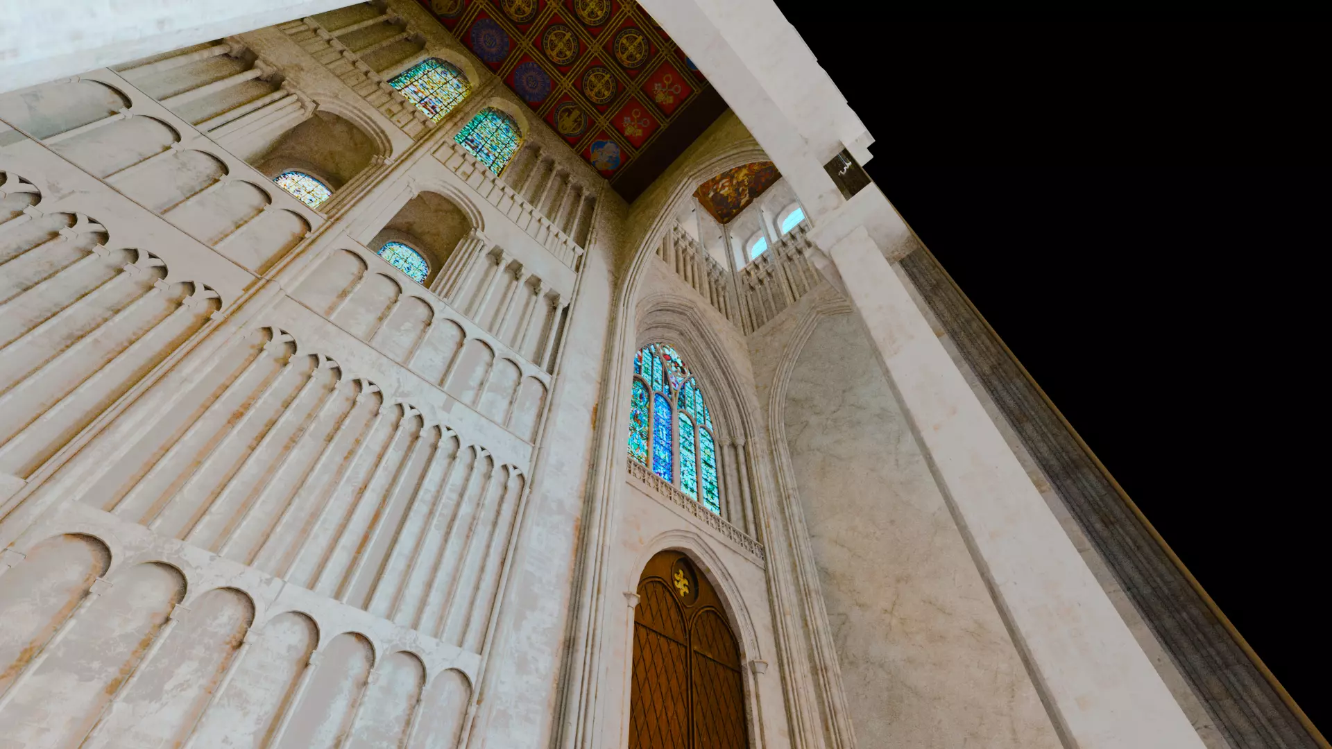 Cathedral FULL Romanesque Entrance Section  Low-poly 3D model_10