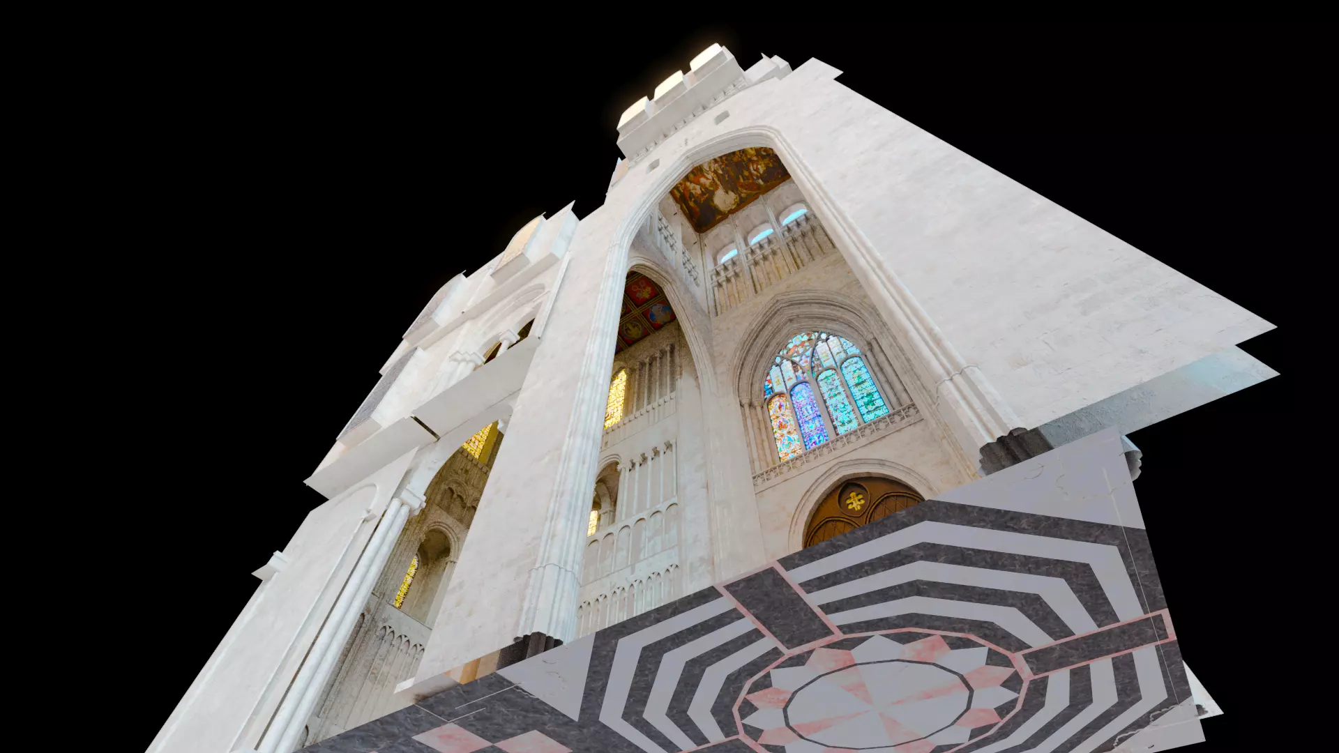 Cathedral FULL Romanesque Entrance Section  Low-poly 3D model_2