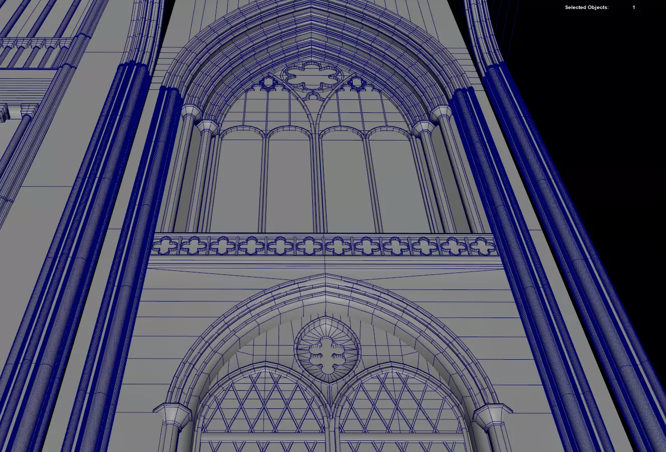 Cathedral FULL Romanesque Entrance Section  Low-poly 3D model_17