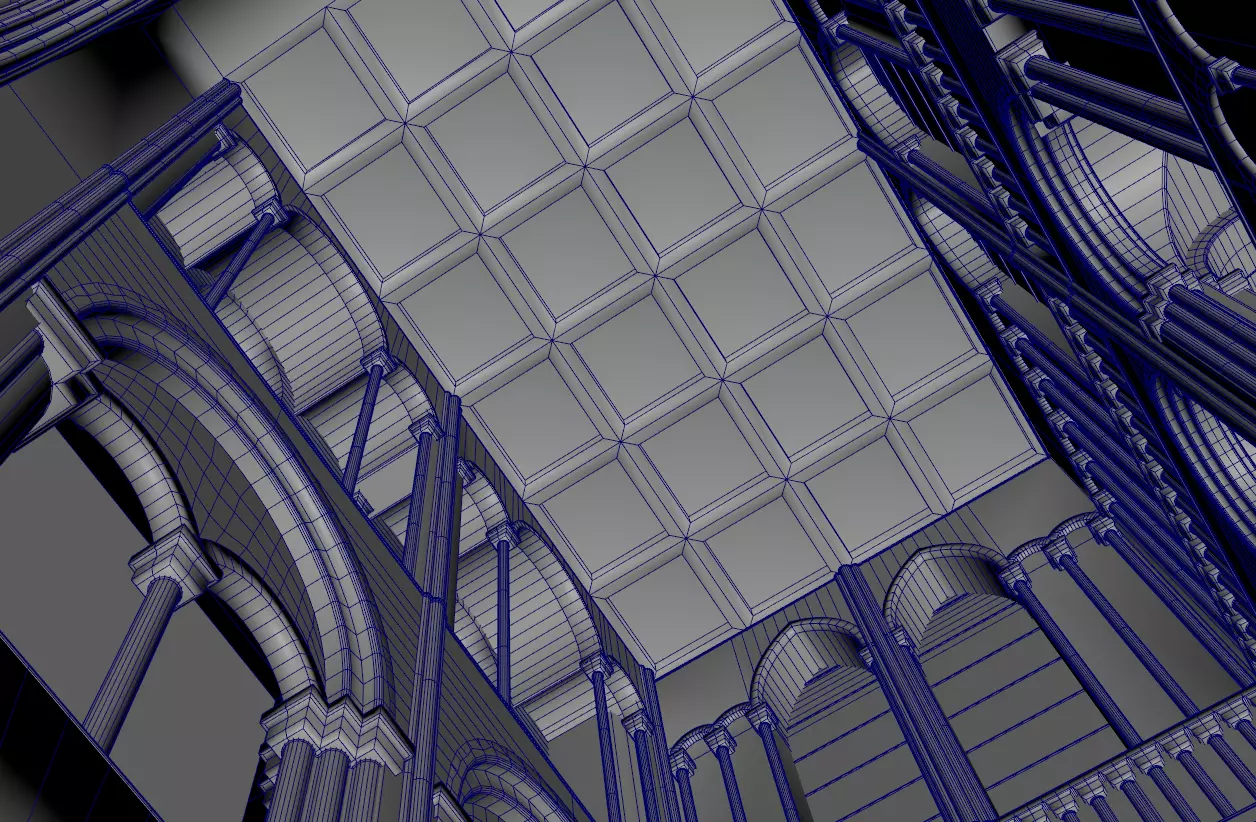 Cathedral FULL Romanesque Entrance Section  Low-poly 3D model_18