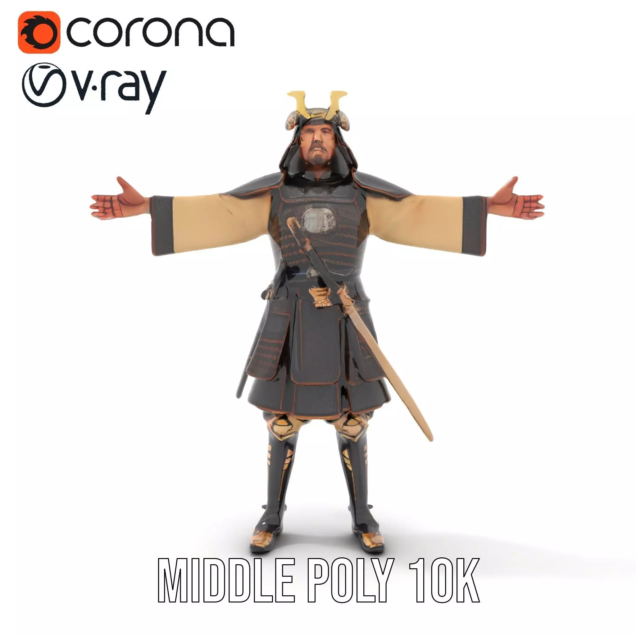 Samurai Armor Warrior model pack Low-poly 3D model_18