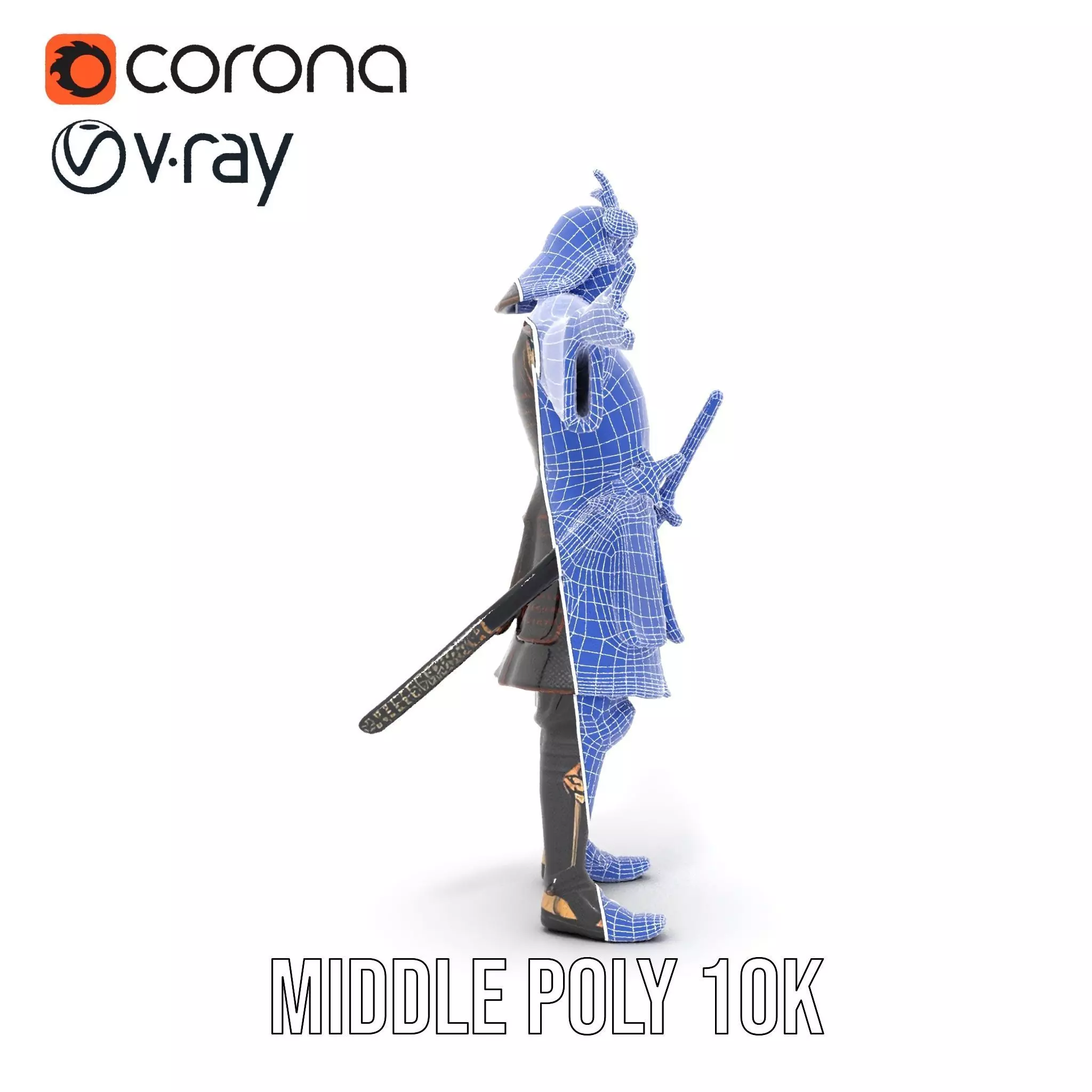 Samurai Armor Warrior model pack Low-poly 3D model_21