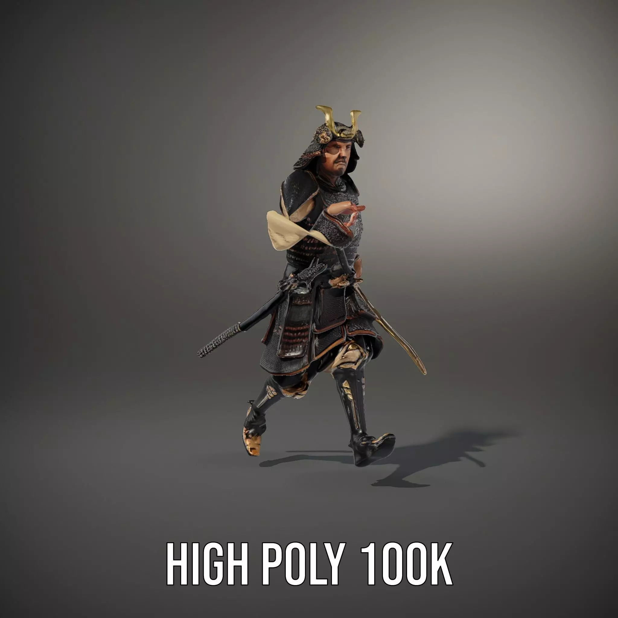 Samurai Armor Warrior model pack Low-poly 3D model_33