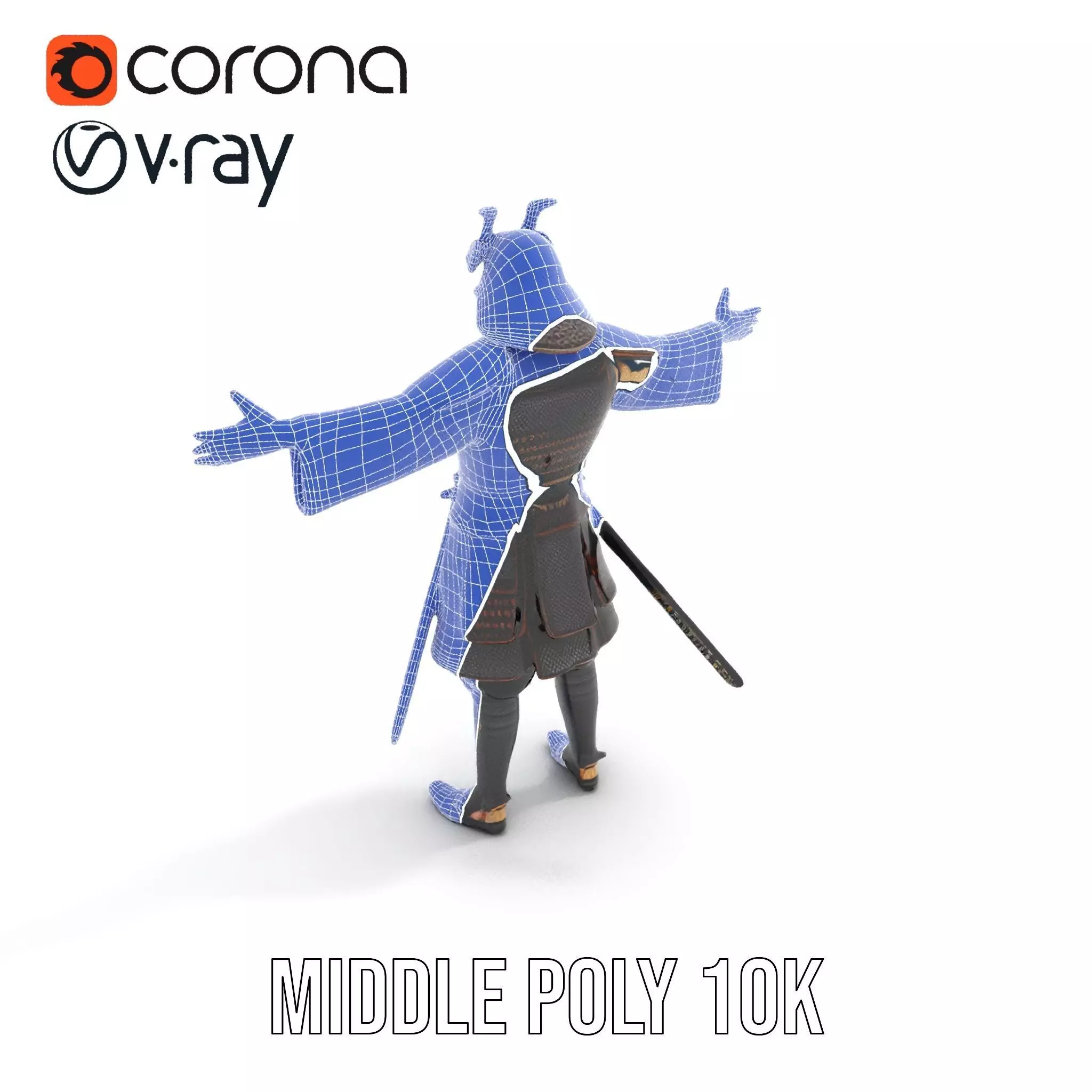 Samurai Armor Warrior model pack Low-poly 3D model_10