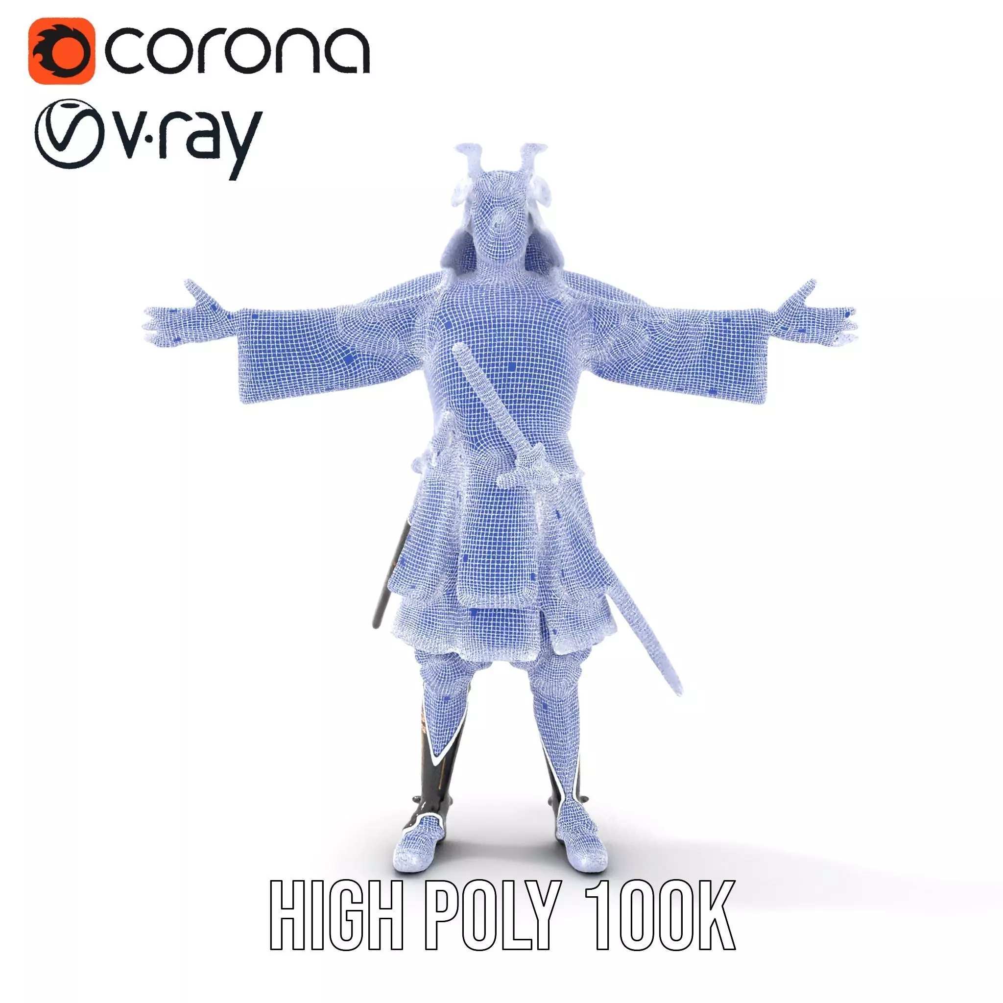 Samurai Armor Warrior model pack Low-poly 3D model_31