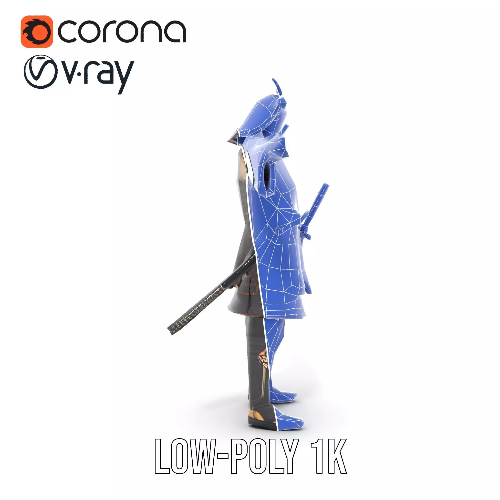 Samurai Armor Warrior model pack Low-poly 3D model_30