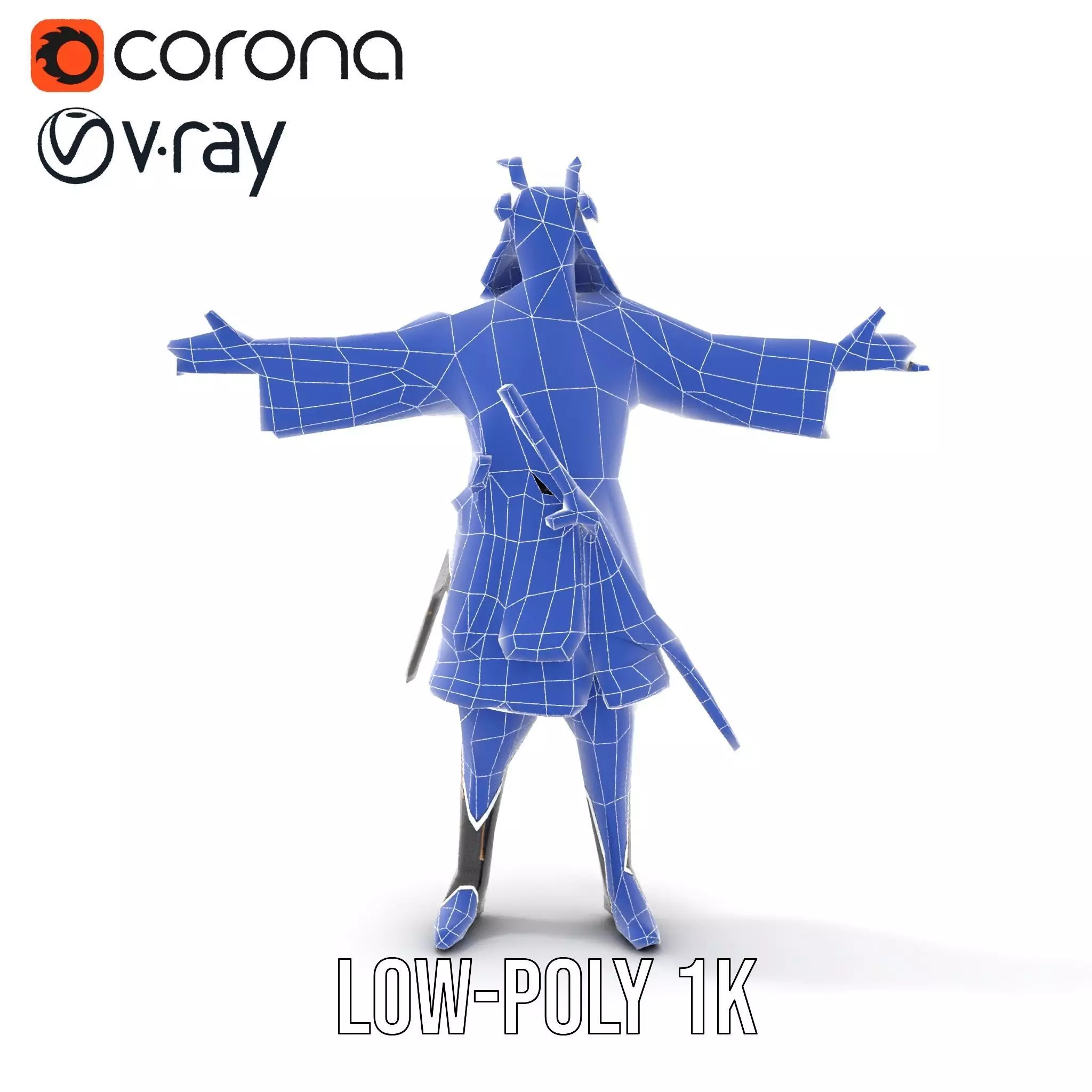 Samurai Armor Warrior model pack Low-poly 3D model_14