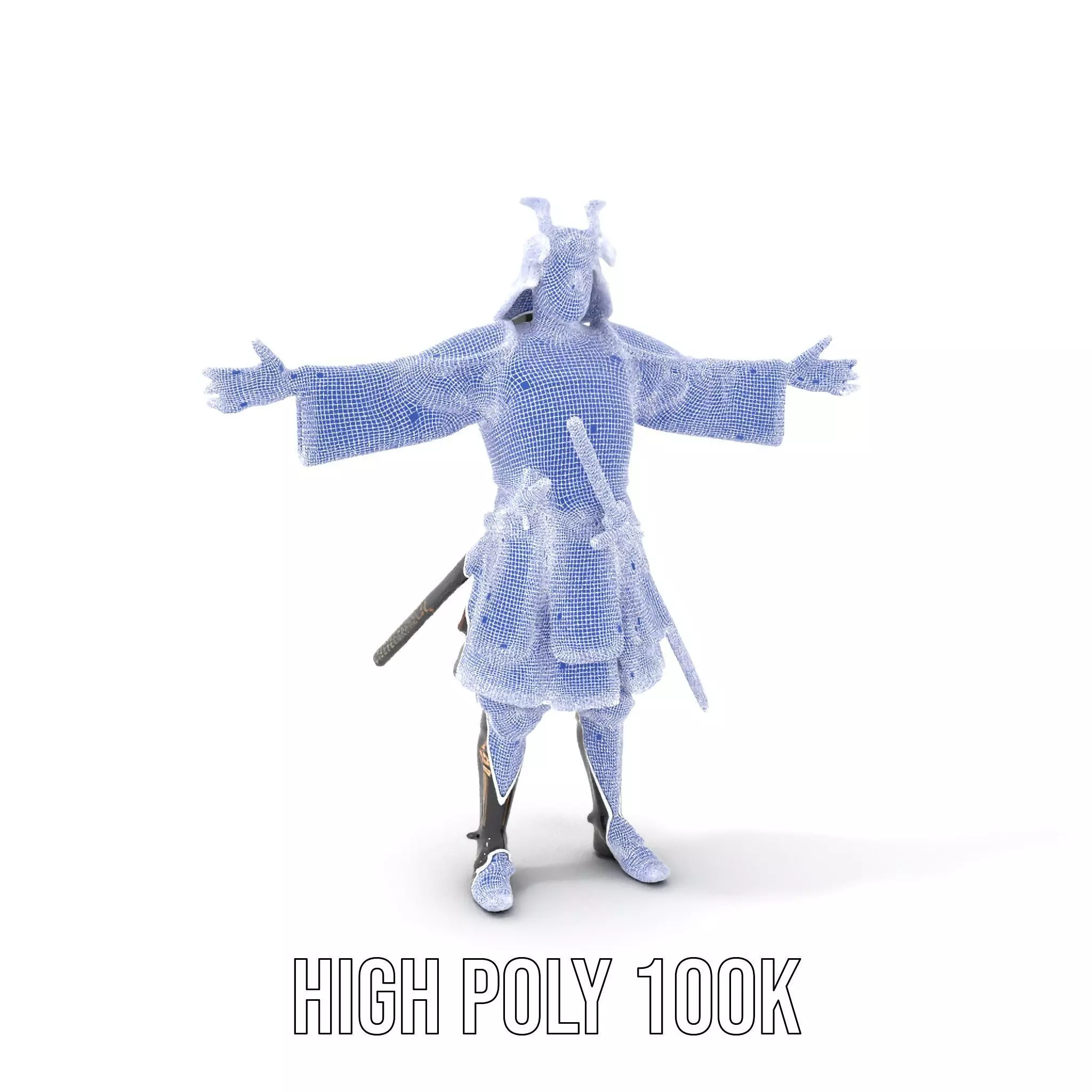 Samurai Armor Warrior model pack Low-poly 3D model_4