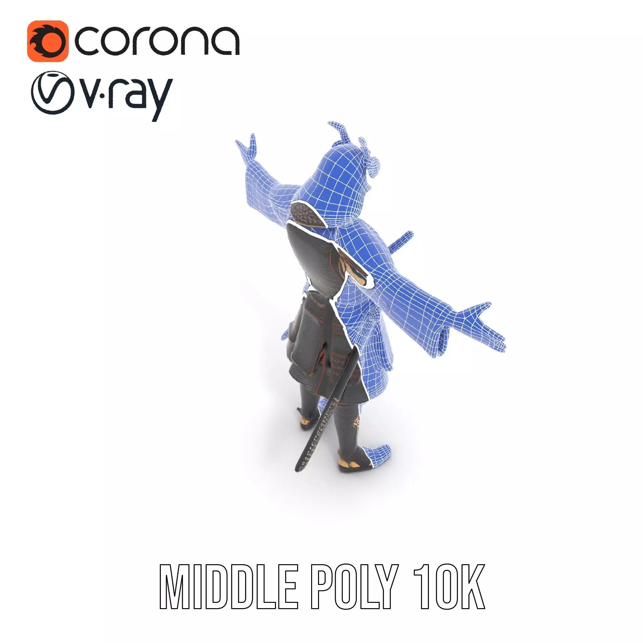 Samurai Armor Warrior model pack Low-poly 3D model_27