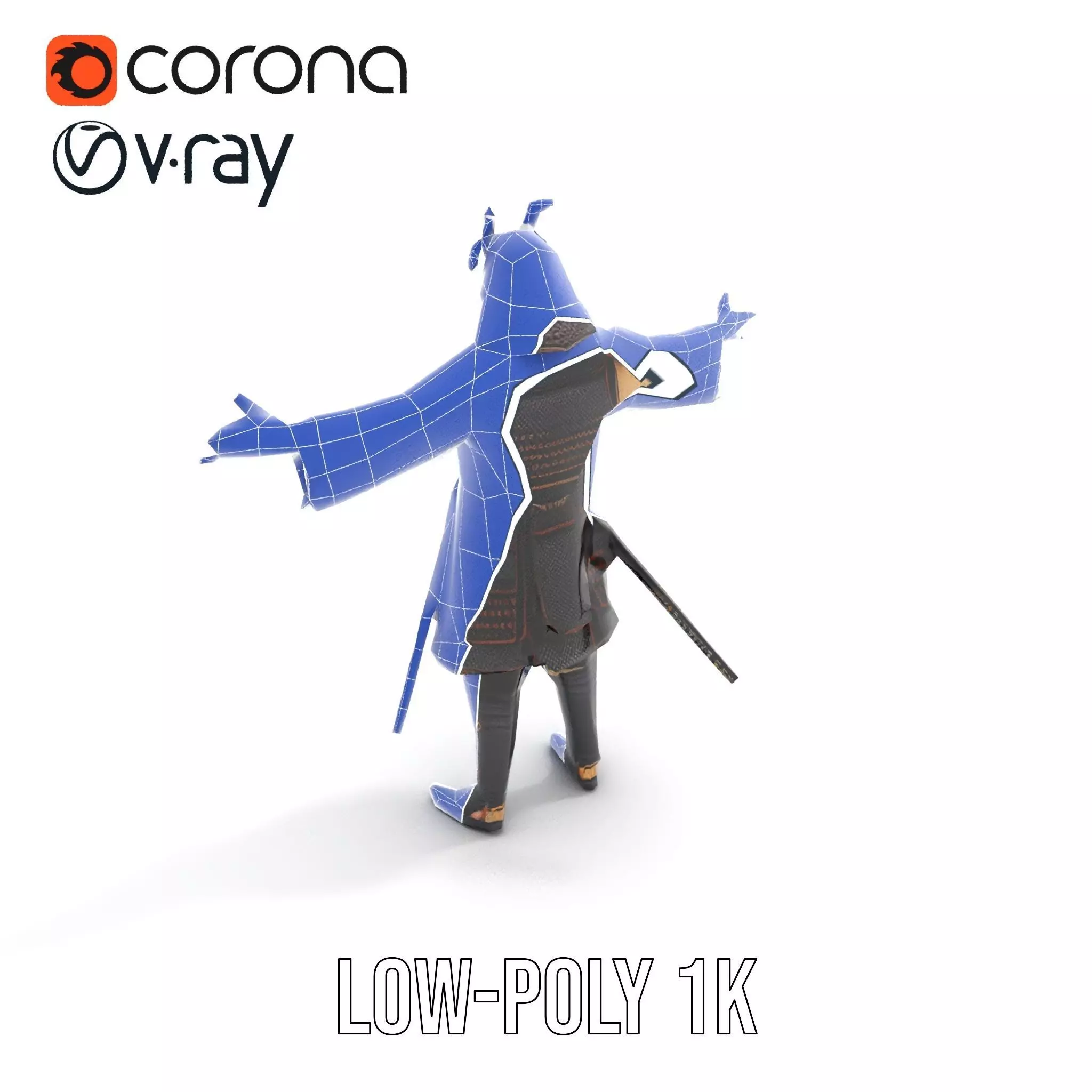 Samurai Armor Warrior model pack Low-poly 3D model_17