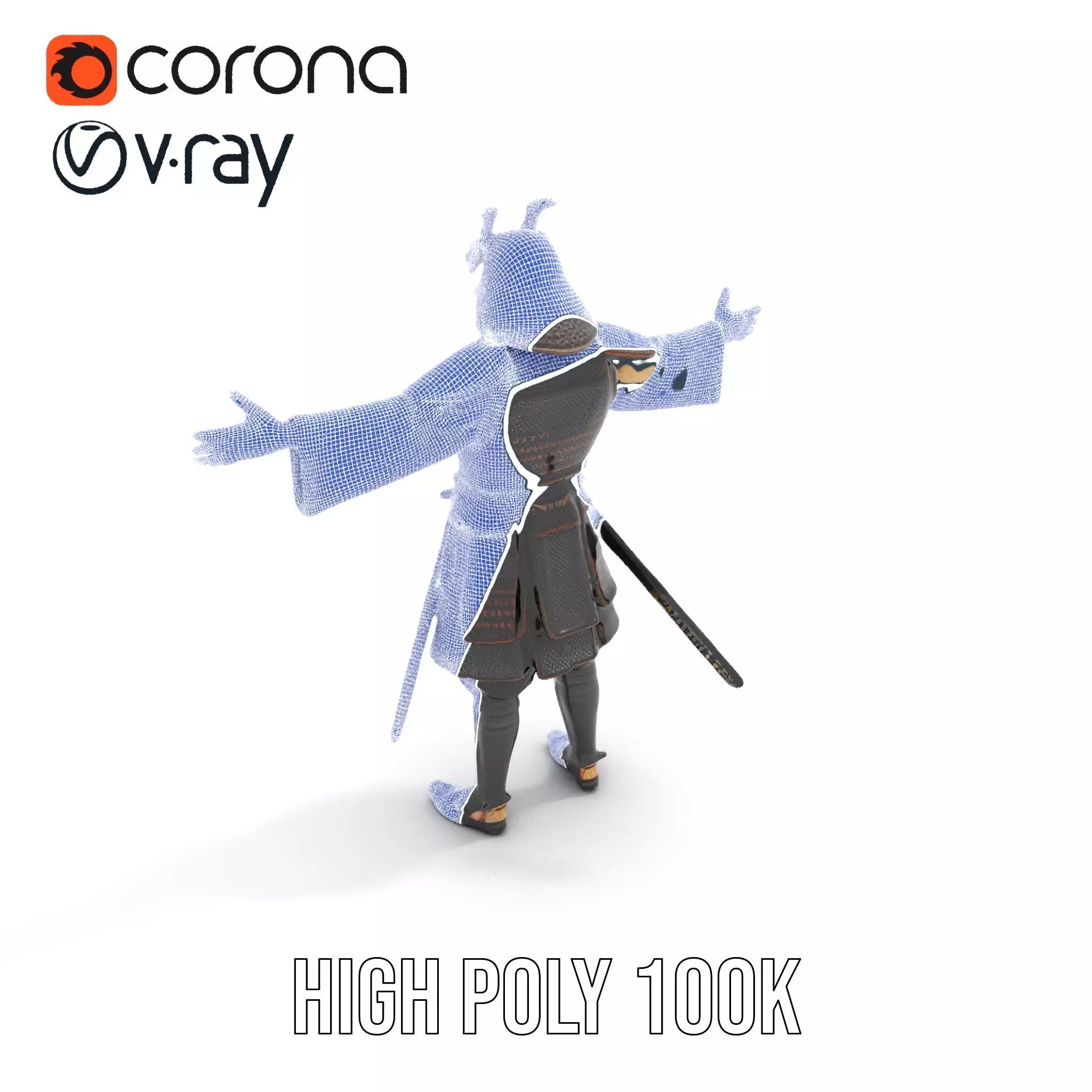 Samurai Armor Warrior model pack Low-poly 3D model_26