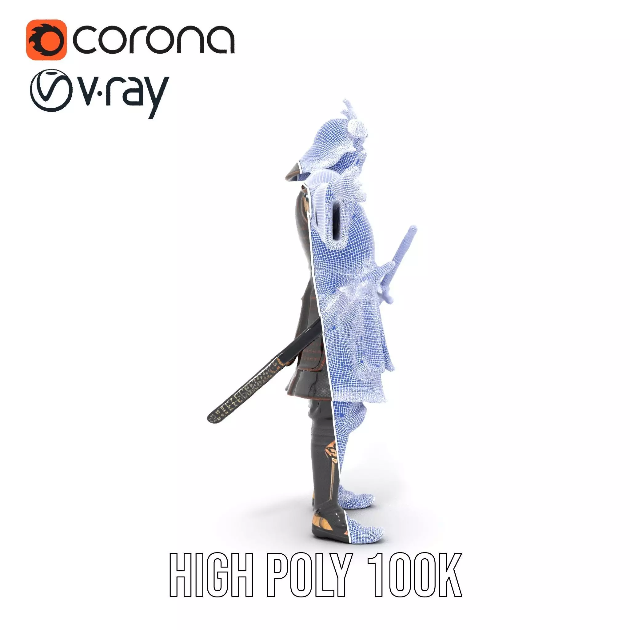 Samurai Armor Warrior model pack Low-poly 3D model_32