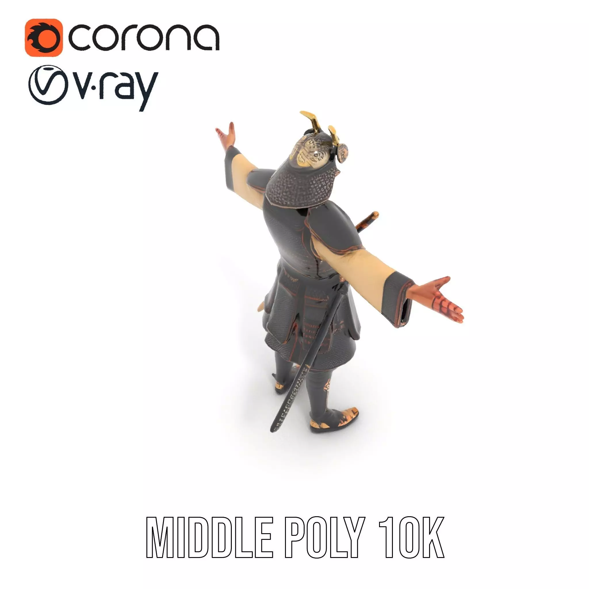 Samurai Armor Warrior model pack Low-poly 3D model_16