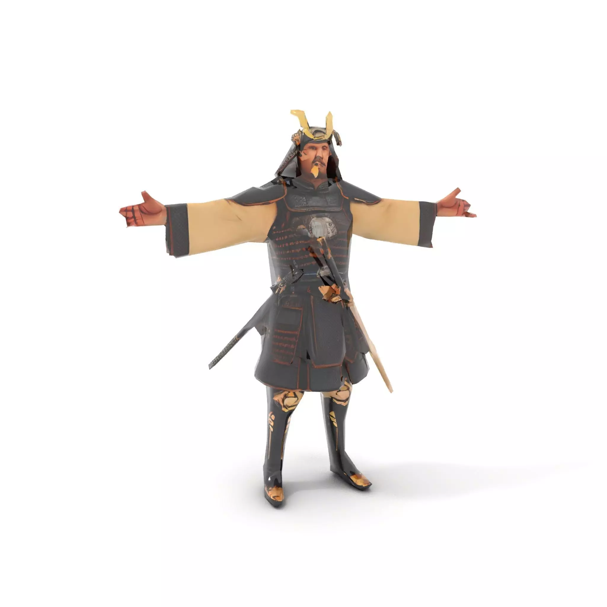 Samurai Armor Warrior model pack Low-poly 3D model_7