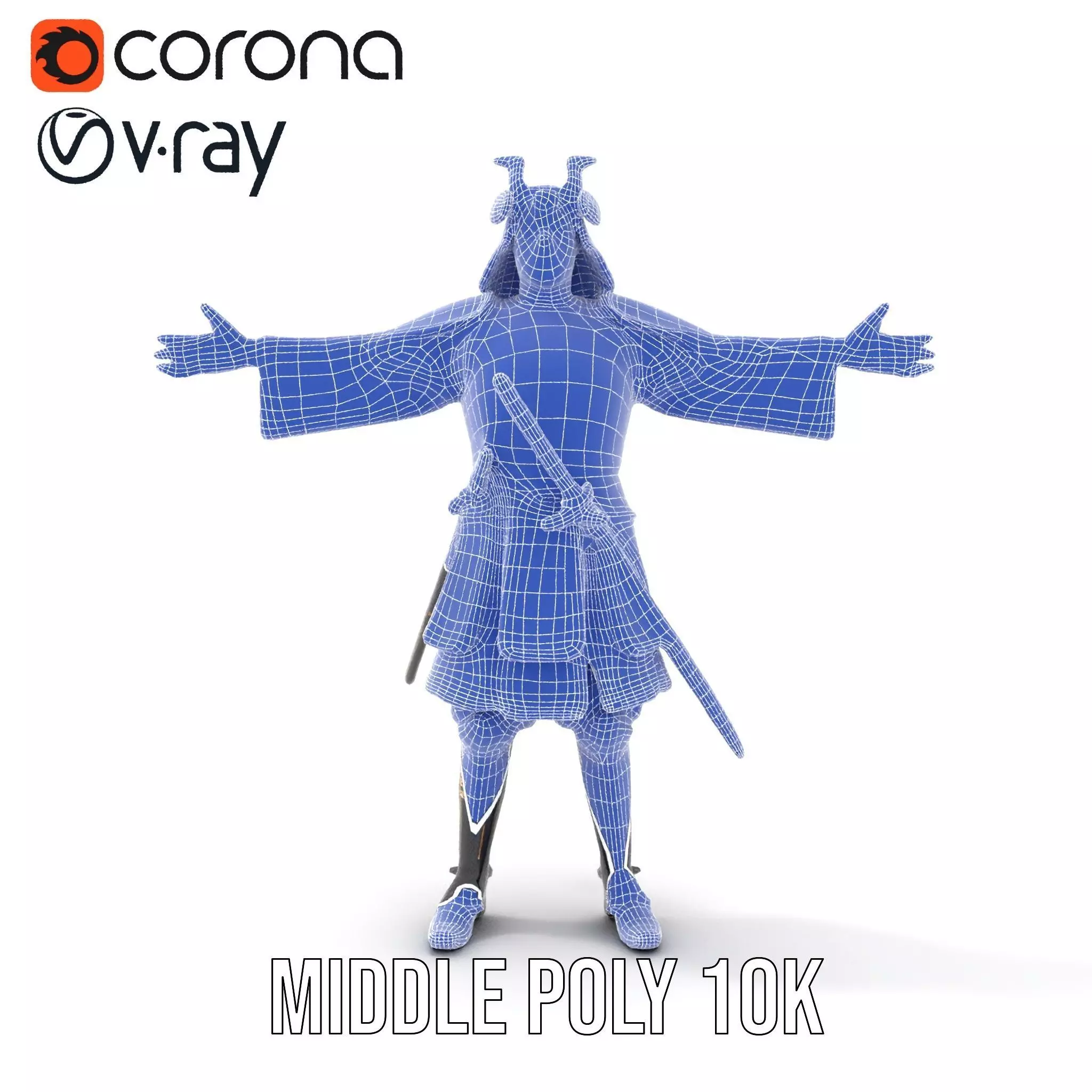 Samurai Armor Warrior model pack Low-poly 3D model_29